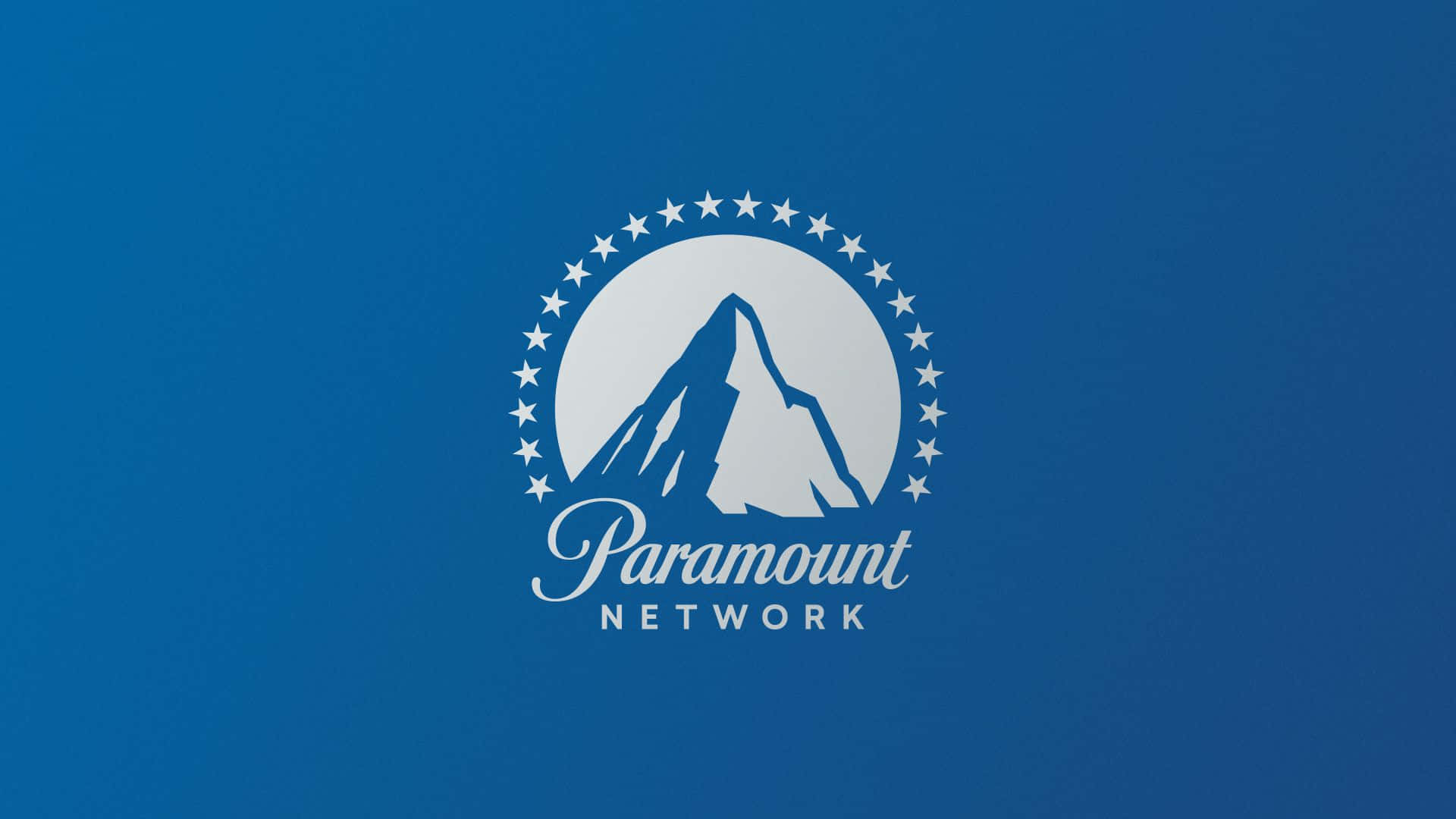 Paramount Network標誌，帶有山脈和星星，背景為藍色。