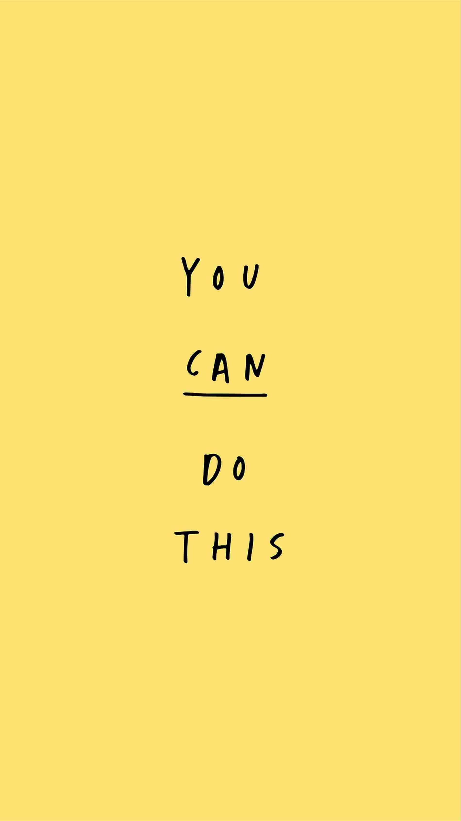 極簡淡黃色文字圖像 壁紙 — 粗體手寫文字「You Can Do This」居中顯示在純黃色背景上。