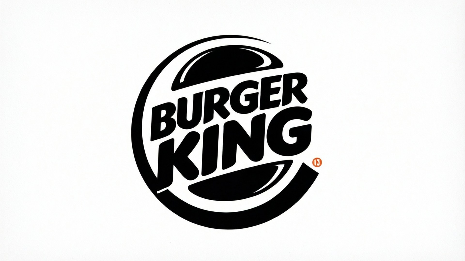 極簡漢堡王標誌 壁紙 — 大膽的黑色Burger King標誌，帶有皇冠麵包設計，居中於純白背景上。