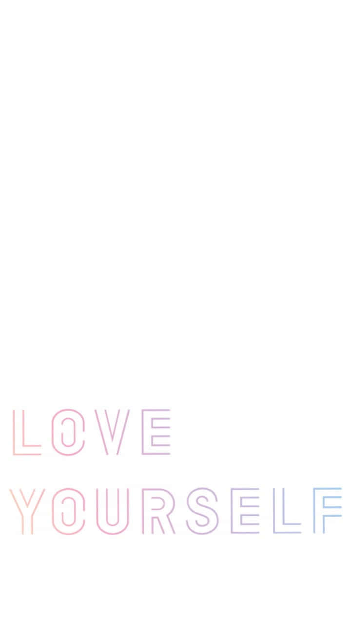 love yourself 桌布 壁紙 — 極簡漸變文字，以柔和粉彩色调在純白背景上呈現「愛自己」字樣。