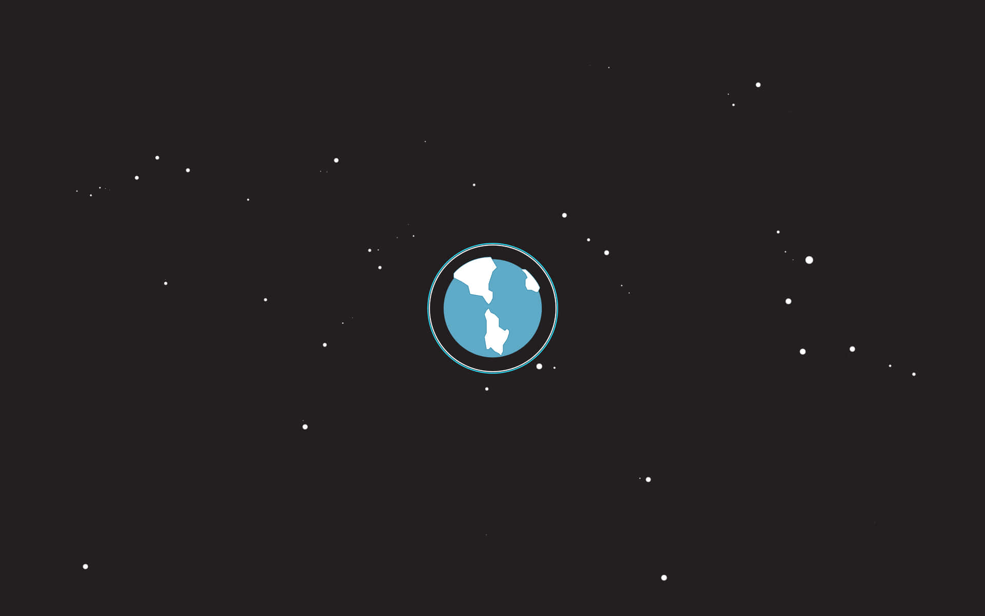 一個藍色地球圖示置於黑暗星空背景中央。