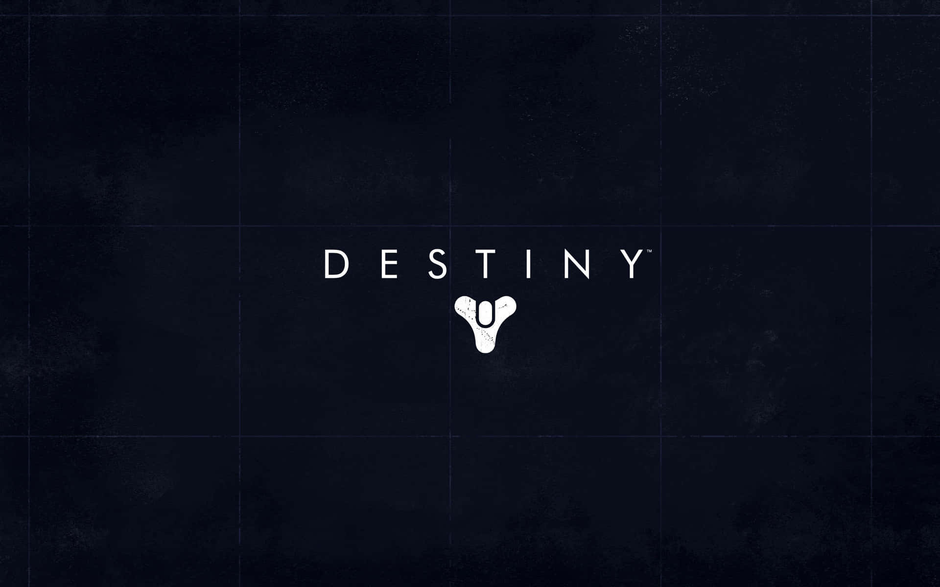 帶有網格線的深色紋理背景上的 Destiny 遊戲標誌。