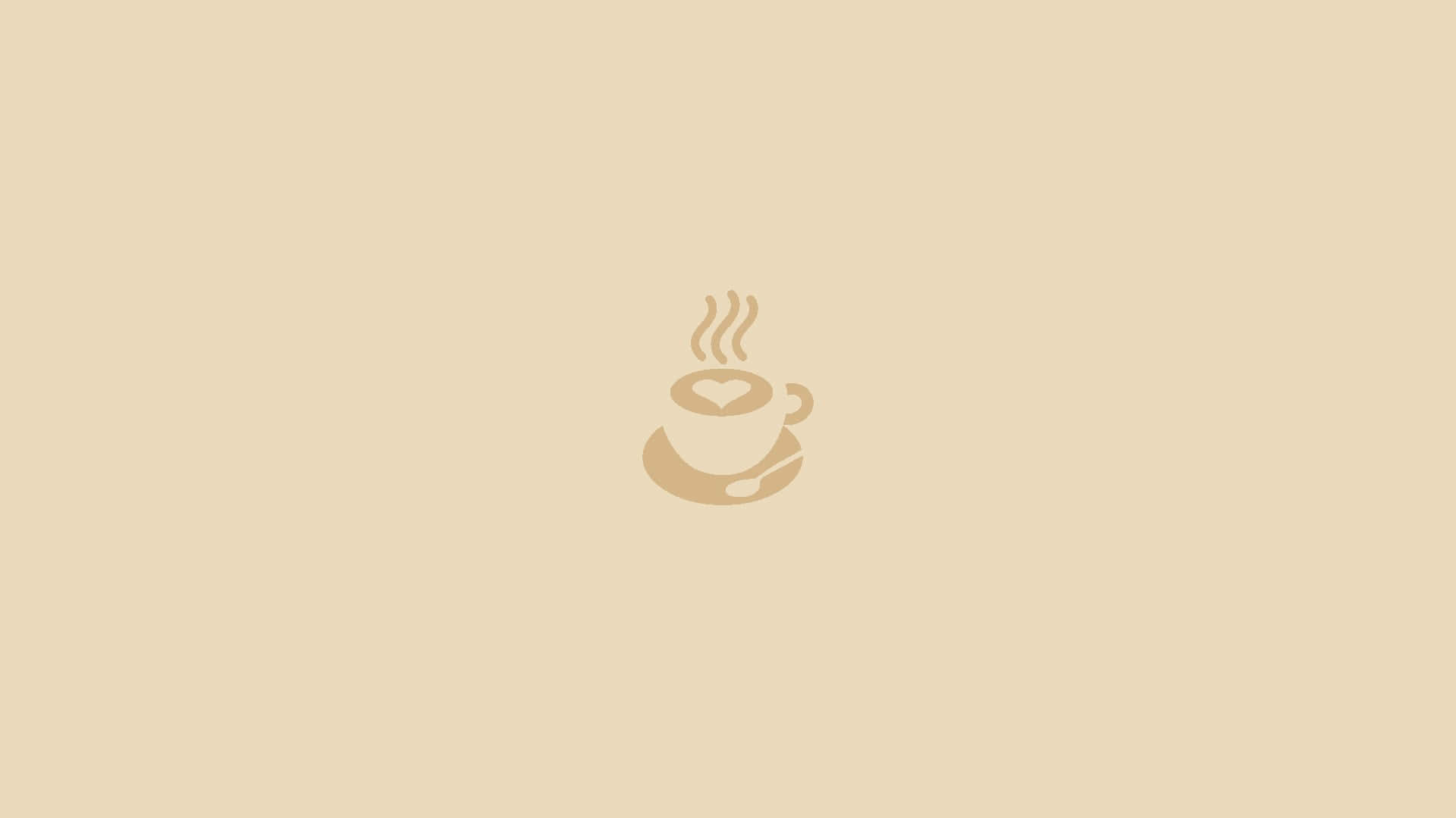 極簡米色風咖啡杯 壁紙 — 一個極簡的米色咖啡杯圖標，帶有心形泡沫和蒸汽，背景為純米色。