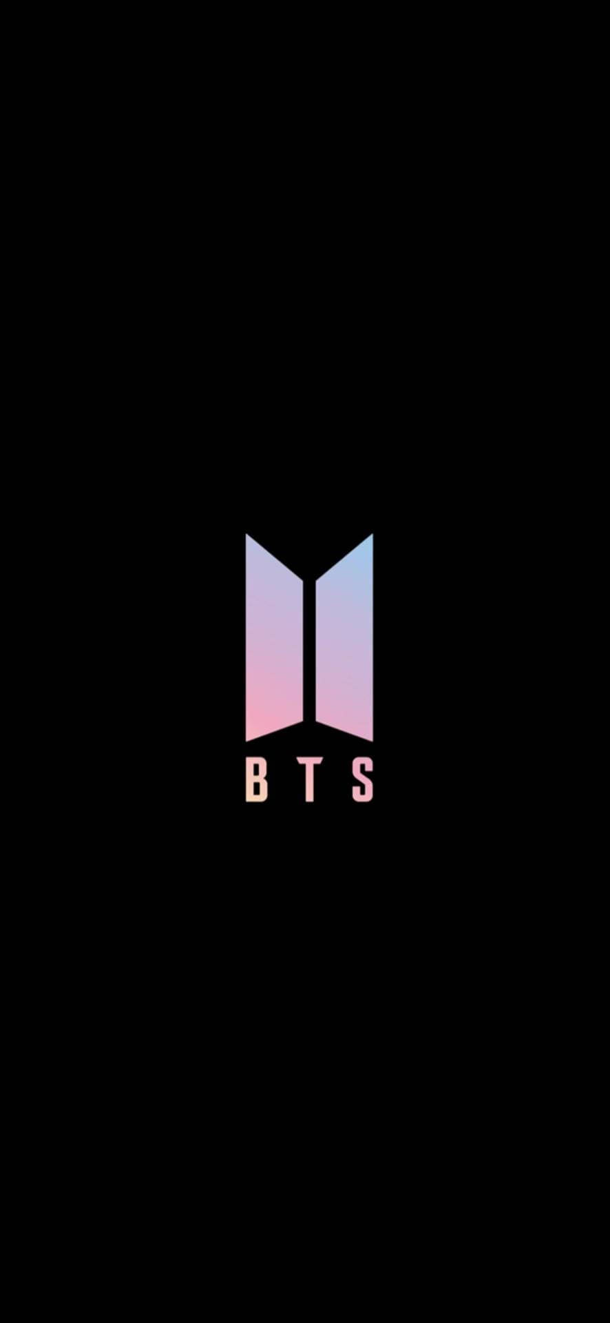 BTS標誌，粉紅和藍色漸變，黑色背景 — BTS標誌 壁紙