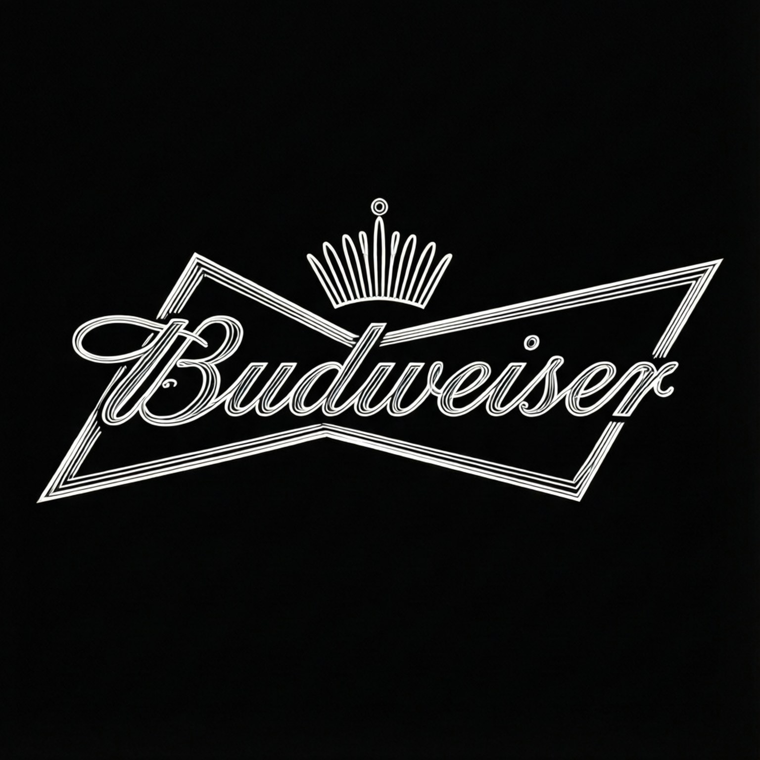 Budweiser啤酒標誌，白色，黑色背景