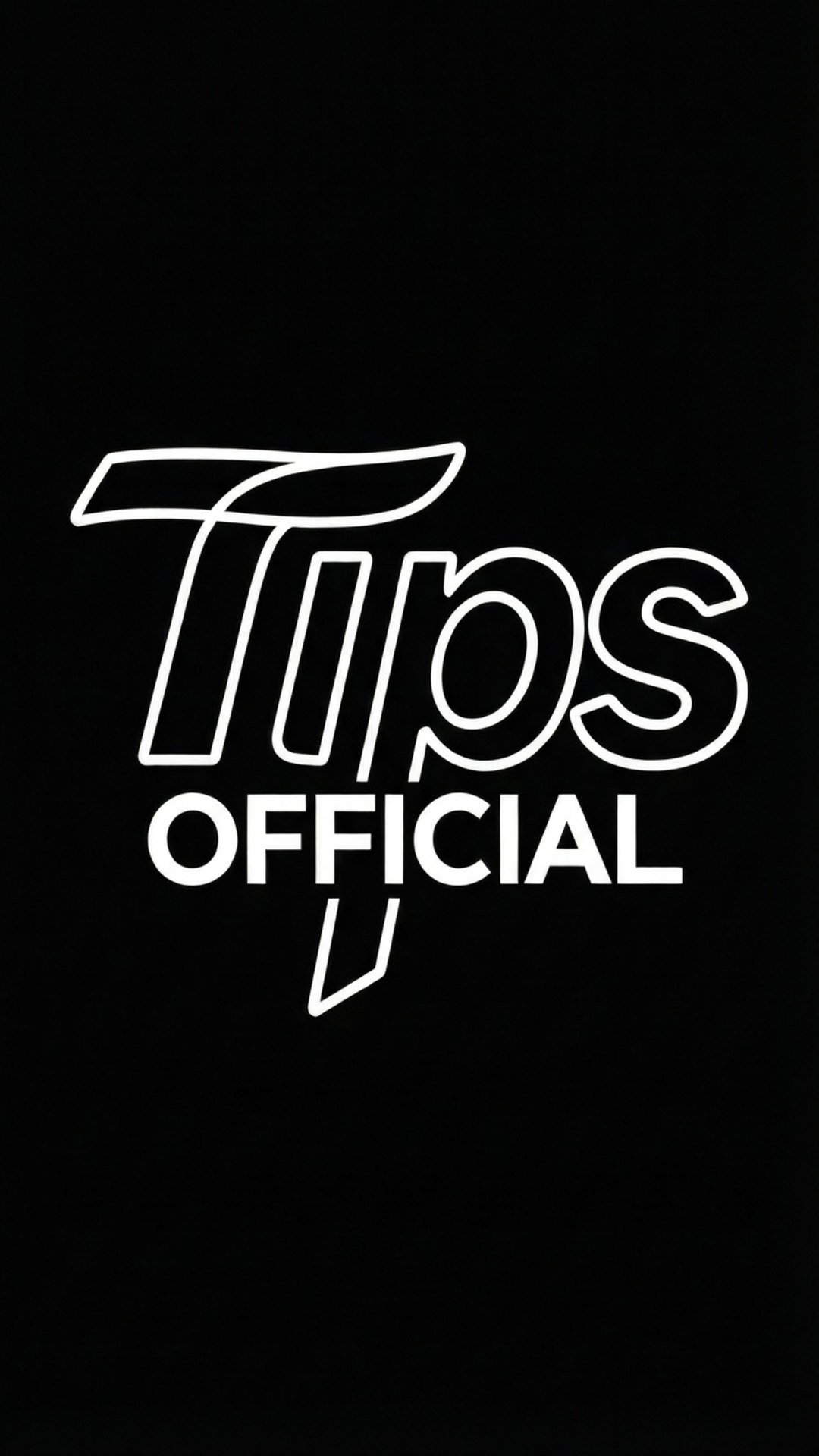 白色輪廓 Tips Official 標誌喺黑色背景上