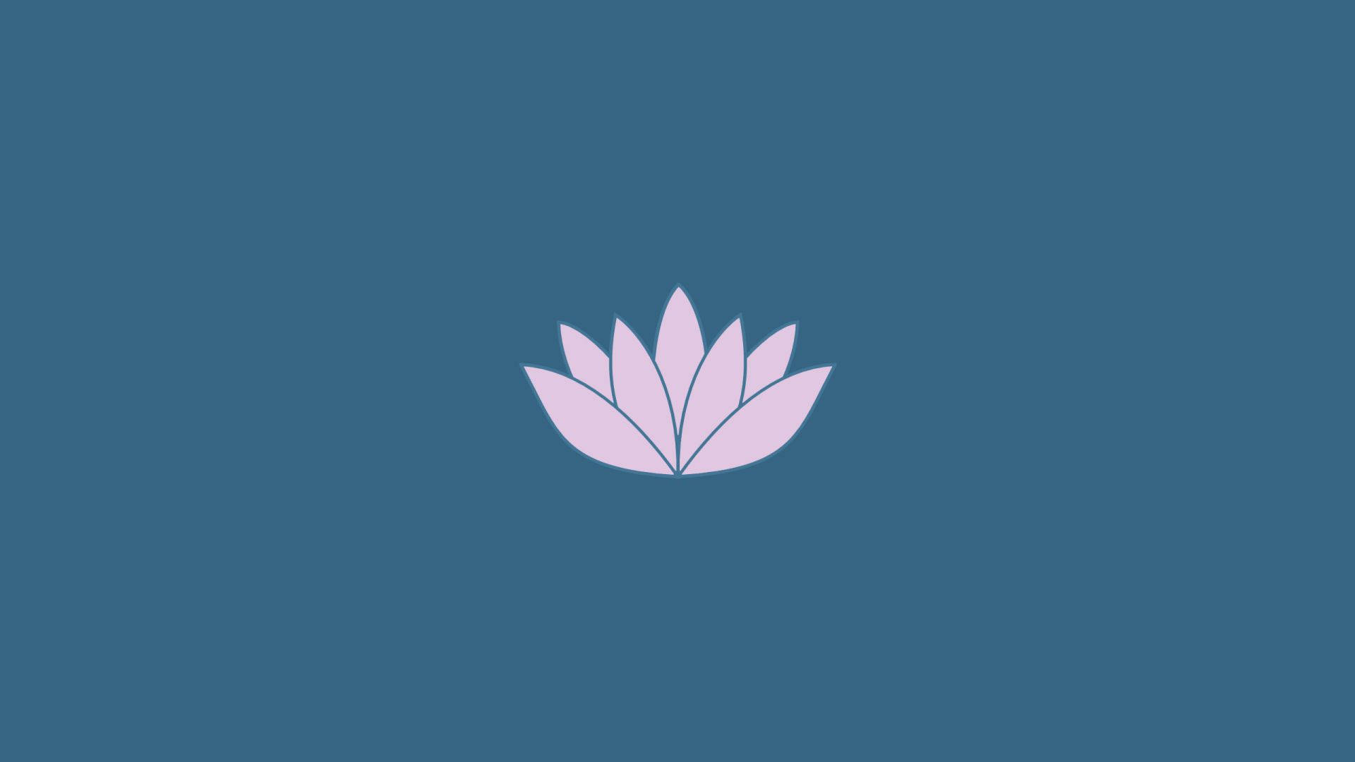 一個簡單的淺紫色蓮花圖示，放在青色背景上。