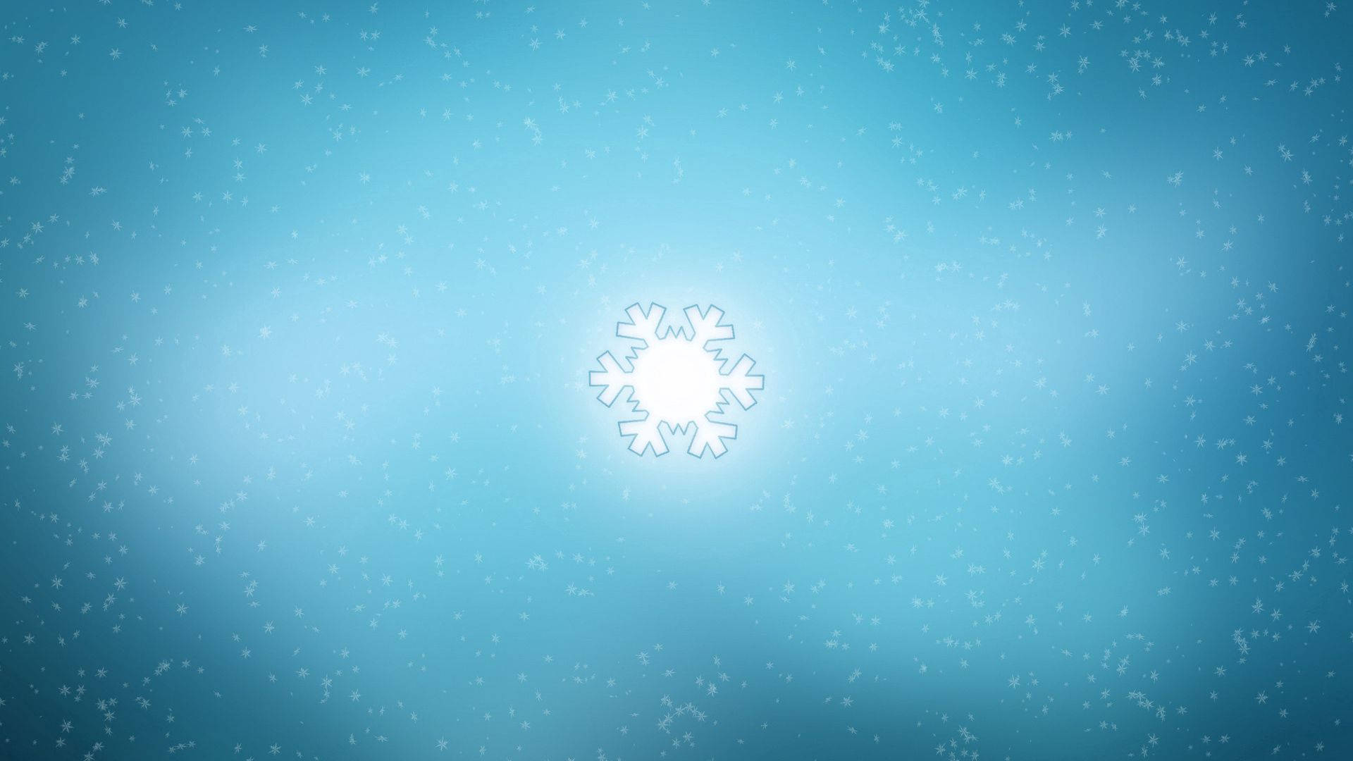 發光的雪花漂浮在雪白的藍色天空中