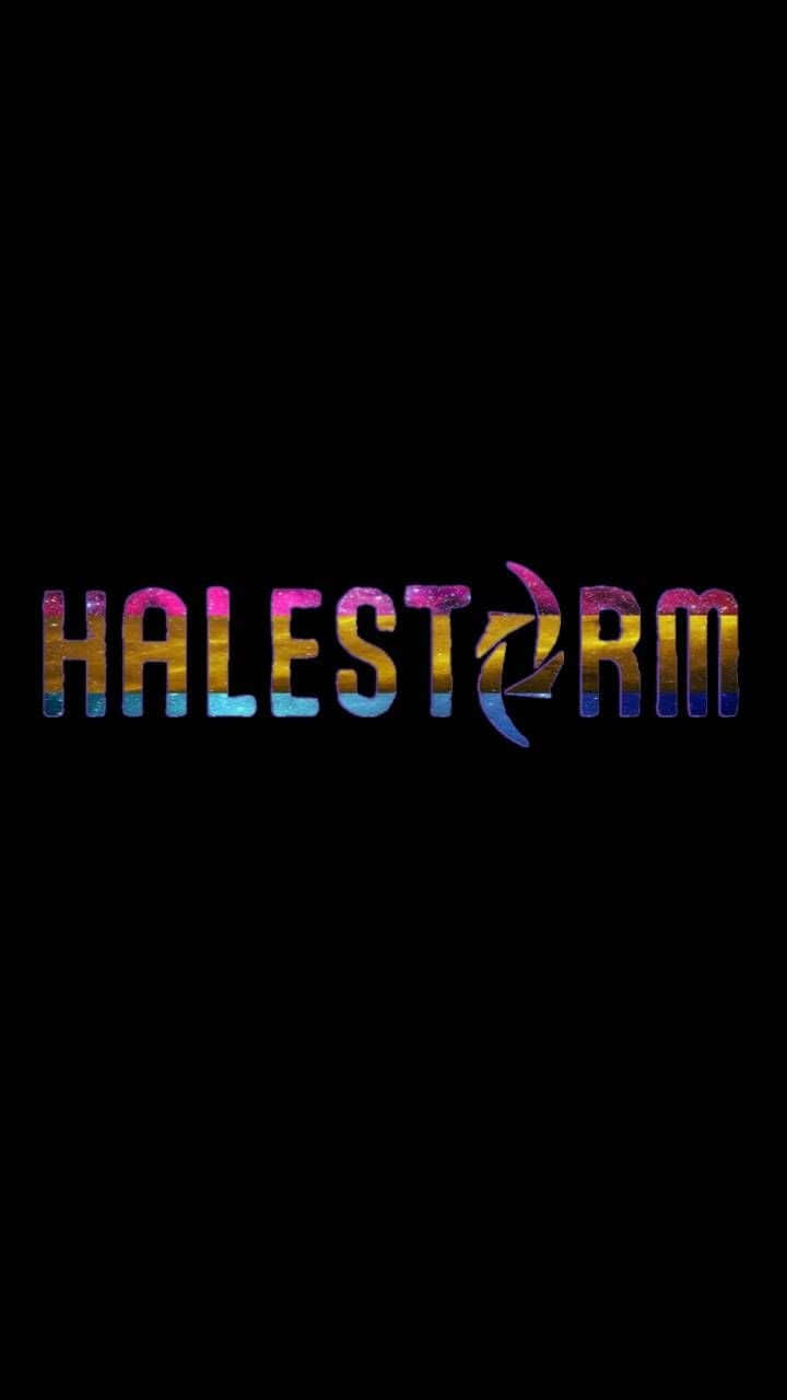 黑色背景上Halestorm的充滿活力的宇宙漸變文字標誌