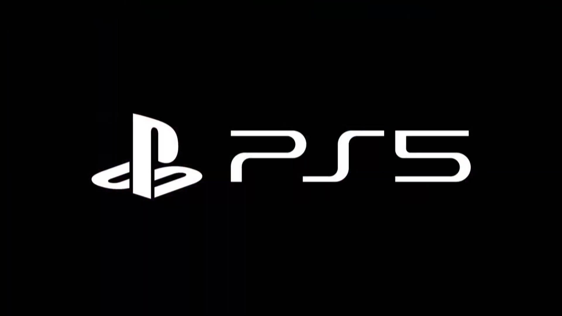 極簡風格 PS5 海報 壁紙 — 白色嘅 PlayStation 5 標誌喺純黑色背景上顯得格外突出。
