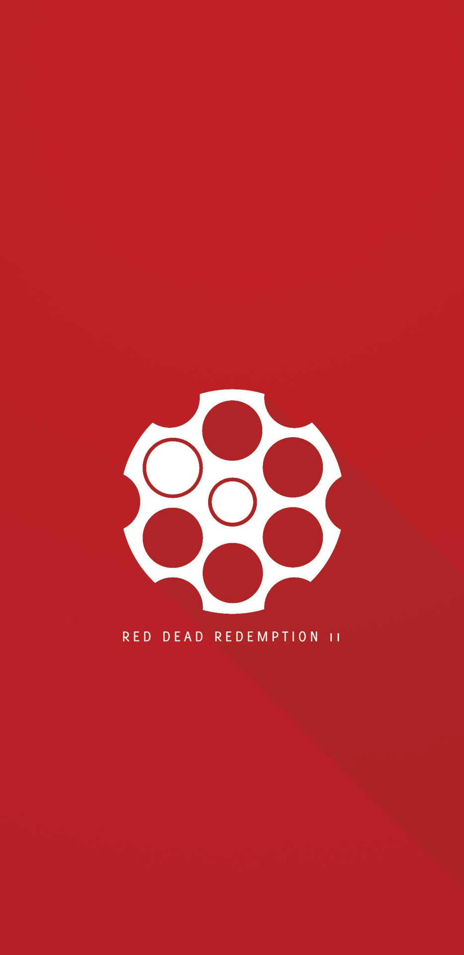 Red Dead Redemption II 標誌，白色左輪手槍彈巢置於紅色背景上。