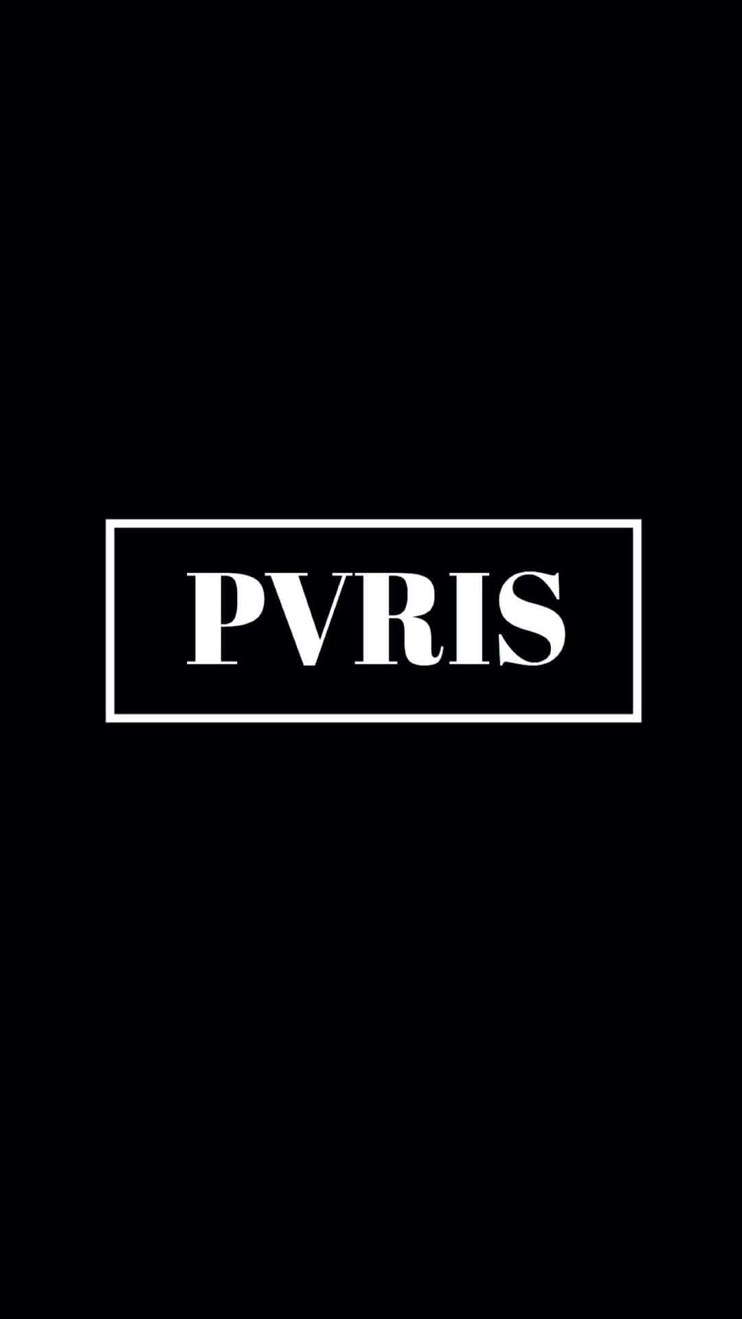 黑色背景，矩形內有白色文字 PVRIS。