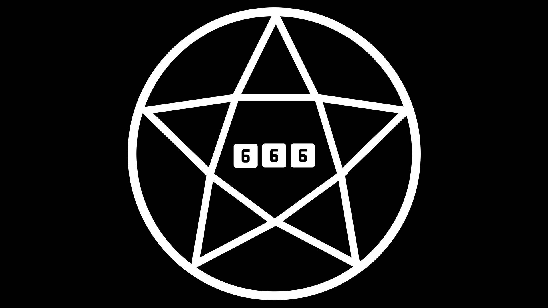 黑色背景圓圈內帶有666的白色五角星