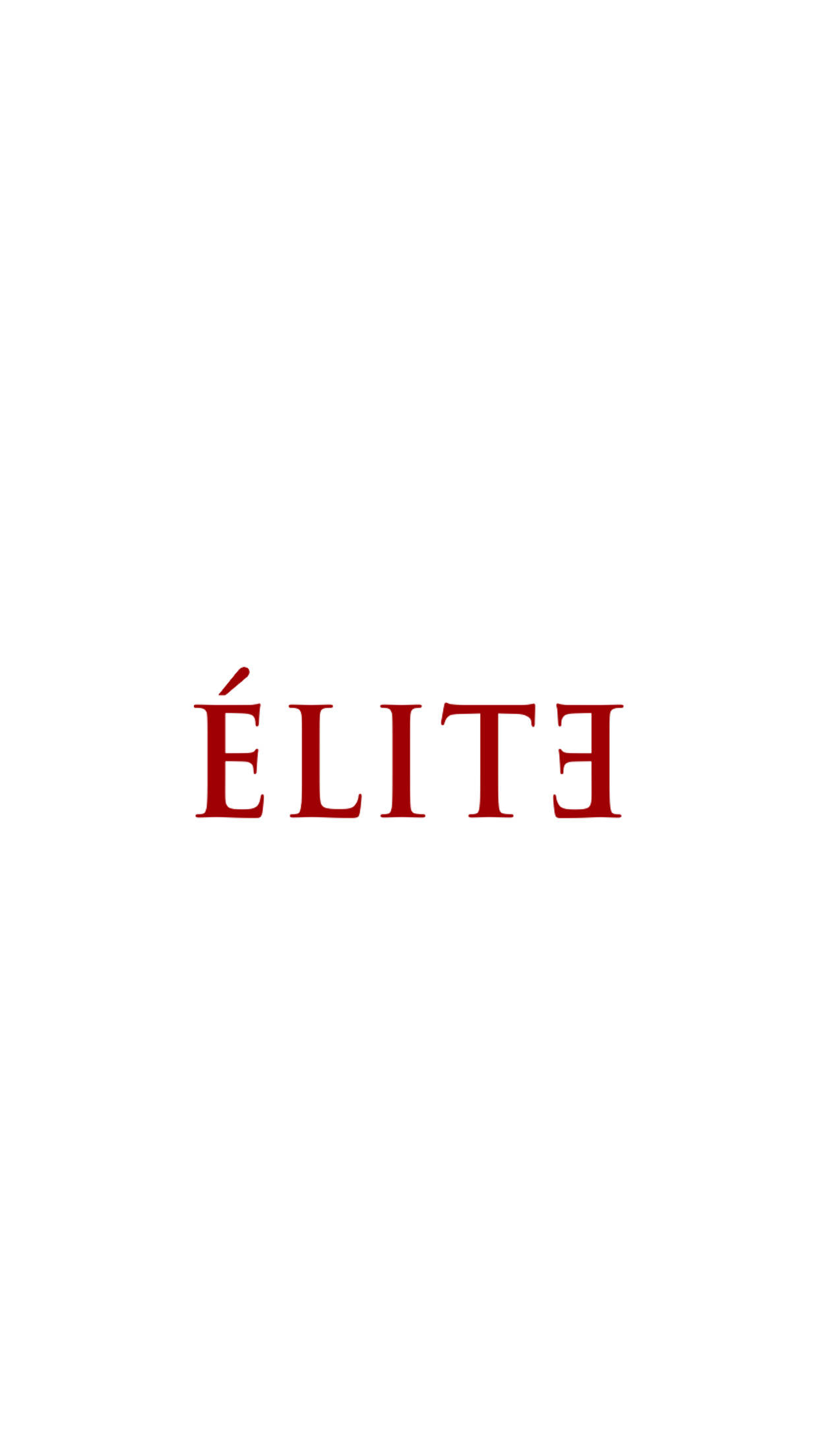 極簡風格Netflix《精英》白底版 壁紙 — 粗體紅色襯線字體「ÉLITE」居中於純白色背景上。