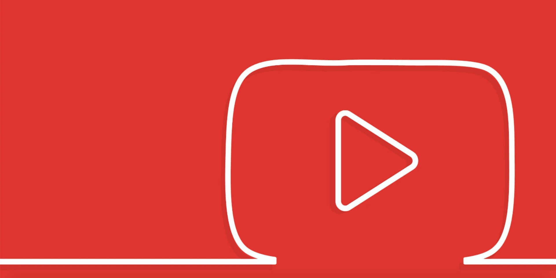 紅色背景上的白色輪廓YouTube播放按鈕圖標