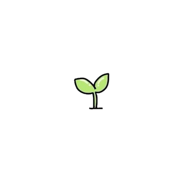極簡風格幼苗插畫 壁紙 — 一個簡單的卡通嫩芽，有兩片淺綠色葉子和莖，從土壤中長出，背景為純黑色。