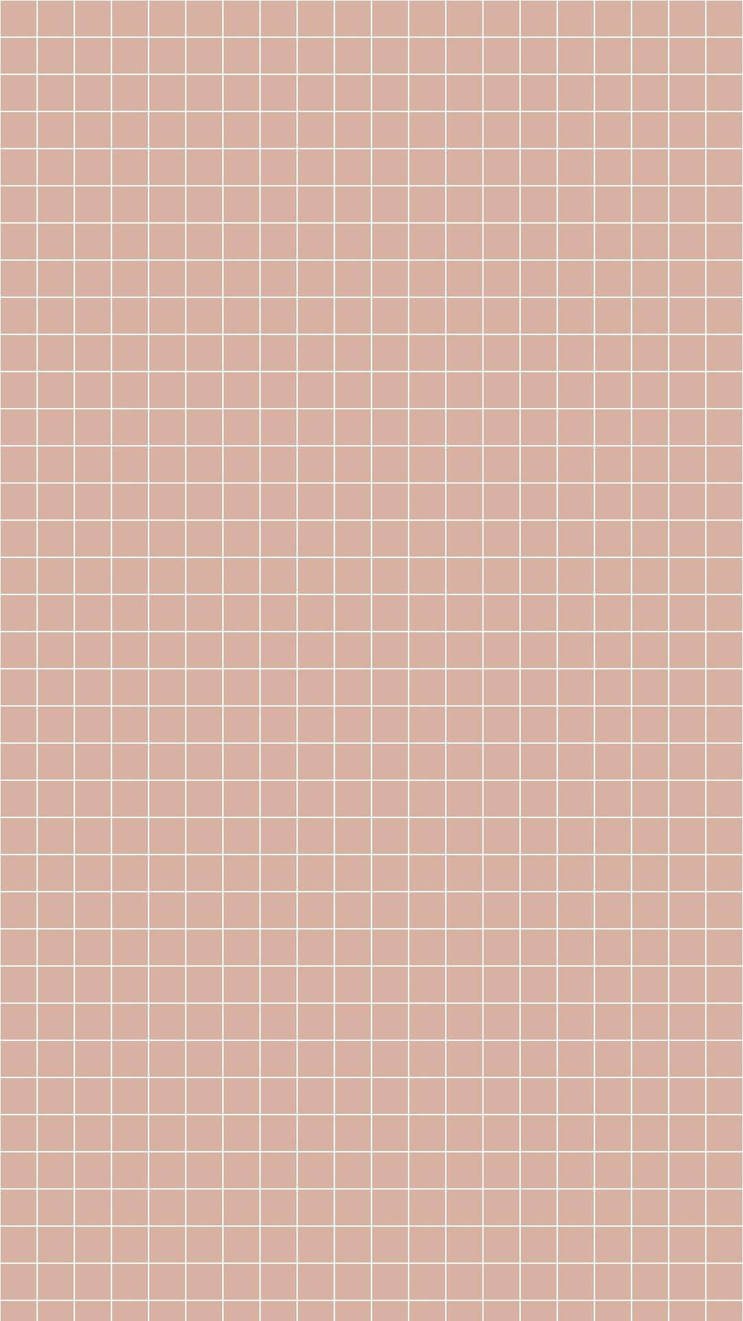 Plain Aesthetic 桌布 壁紙 — 極簡風格牆紙，以純色背景上幼白線組成的柔和粉紅色網格圖案。