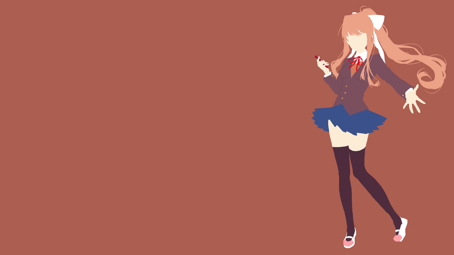 動漫女孩穿校服在鏽色背景前跳舞