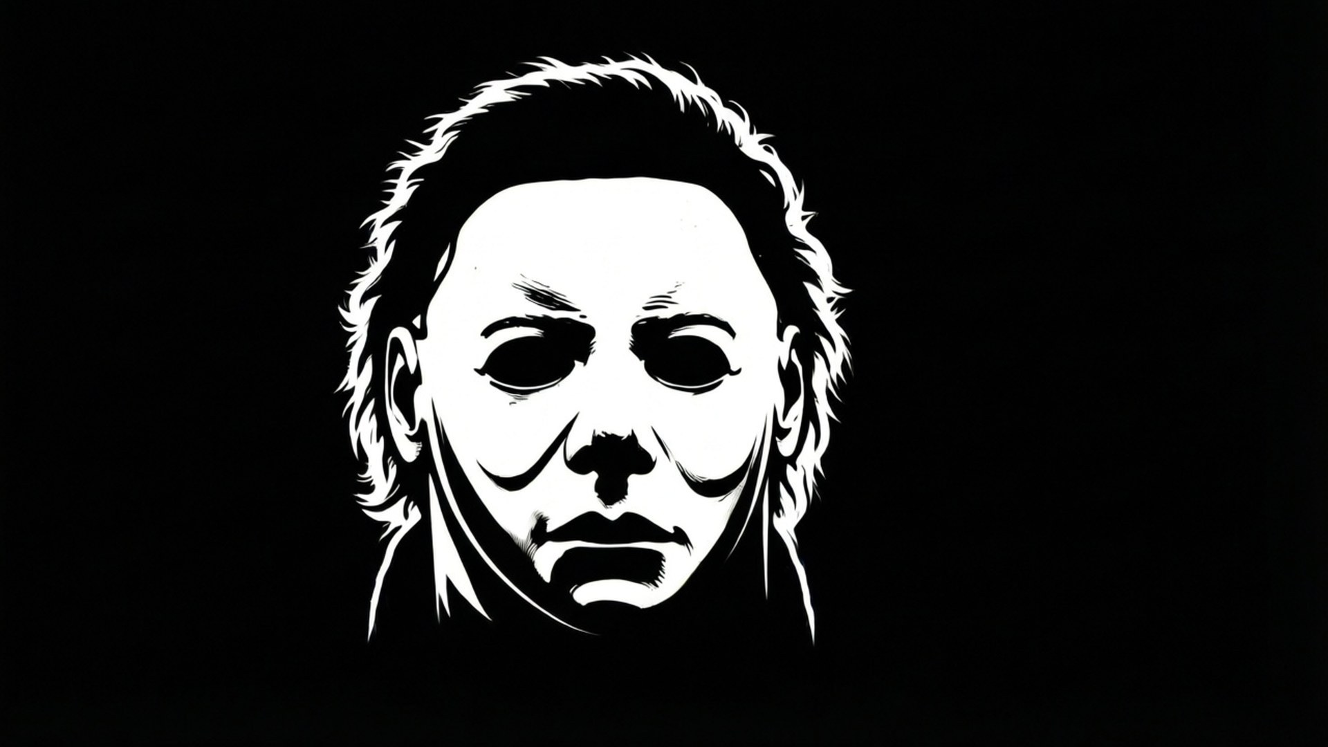 Michael Myers 在黑色背景上戴著白色面具