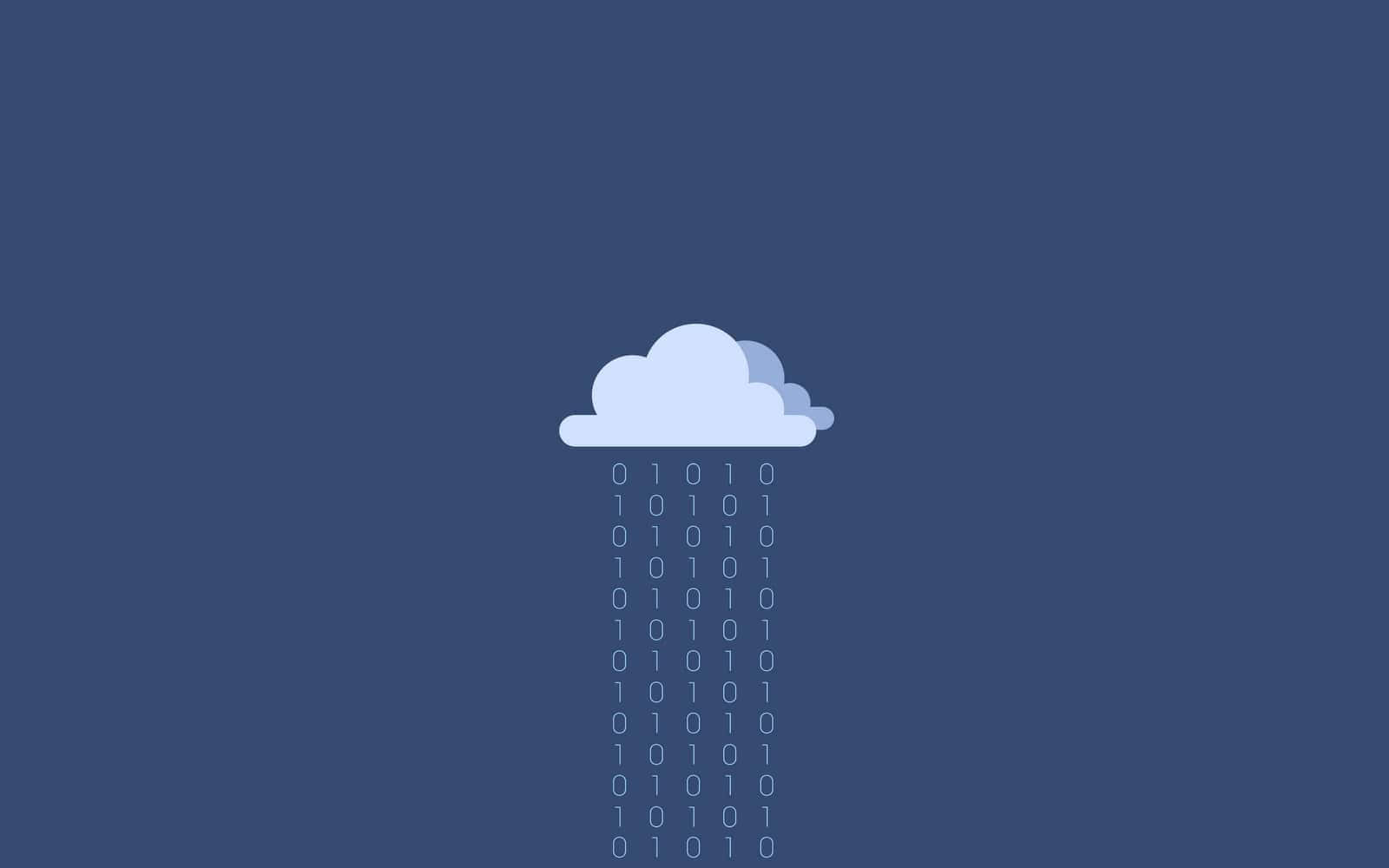 雲端圖示在藍色背景上滴落二進位代碼