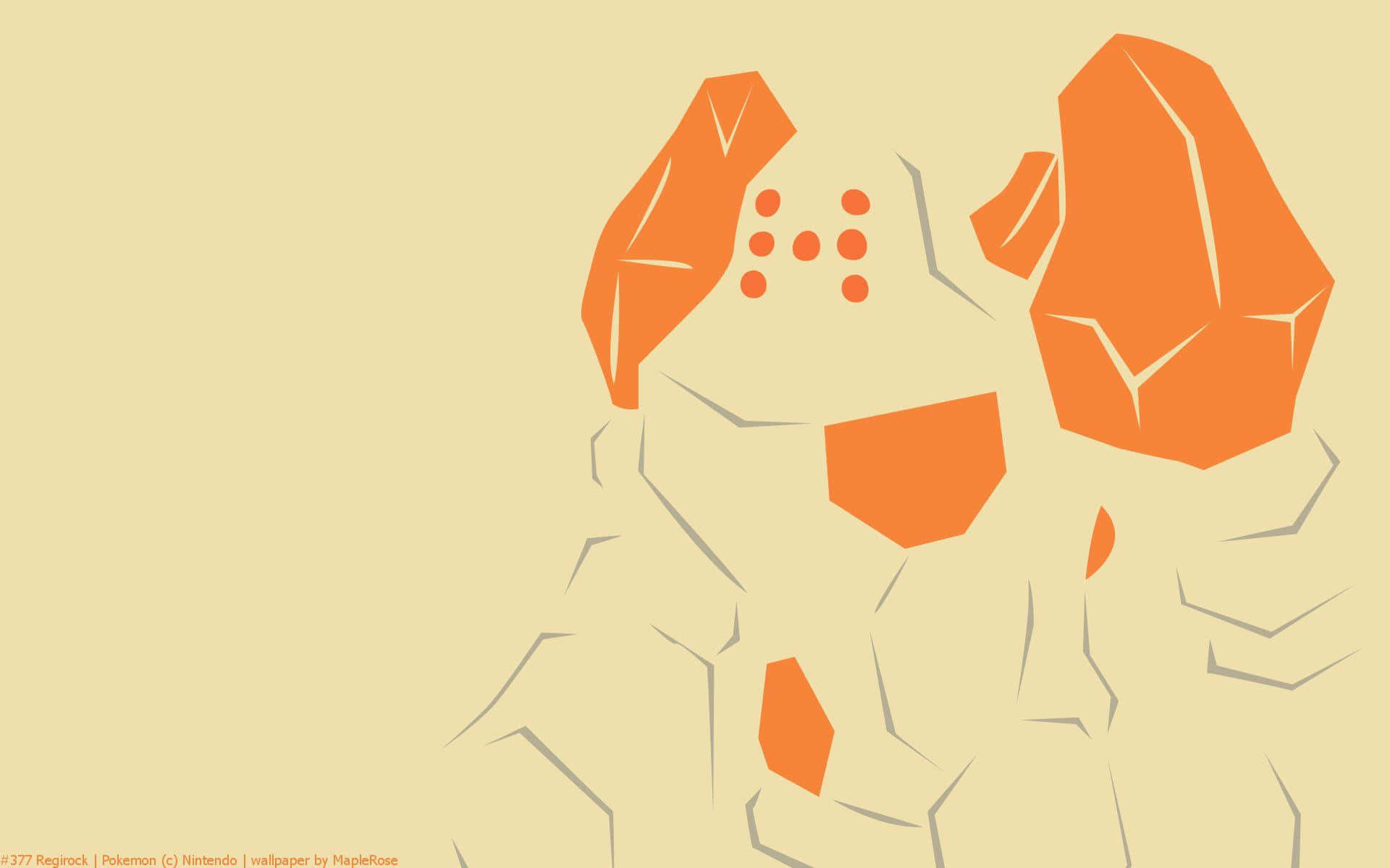 極簡幾何橙色和米色設計的 Pokémon 角色雷吉洛克。