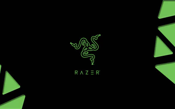 黑色背景上帶有綠色三角形的Razer標誌