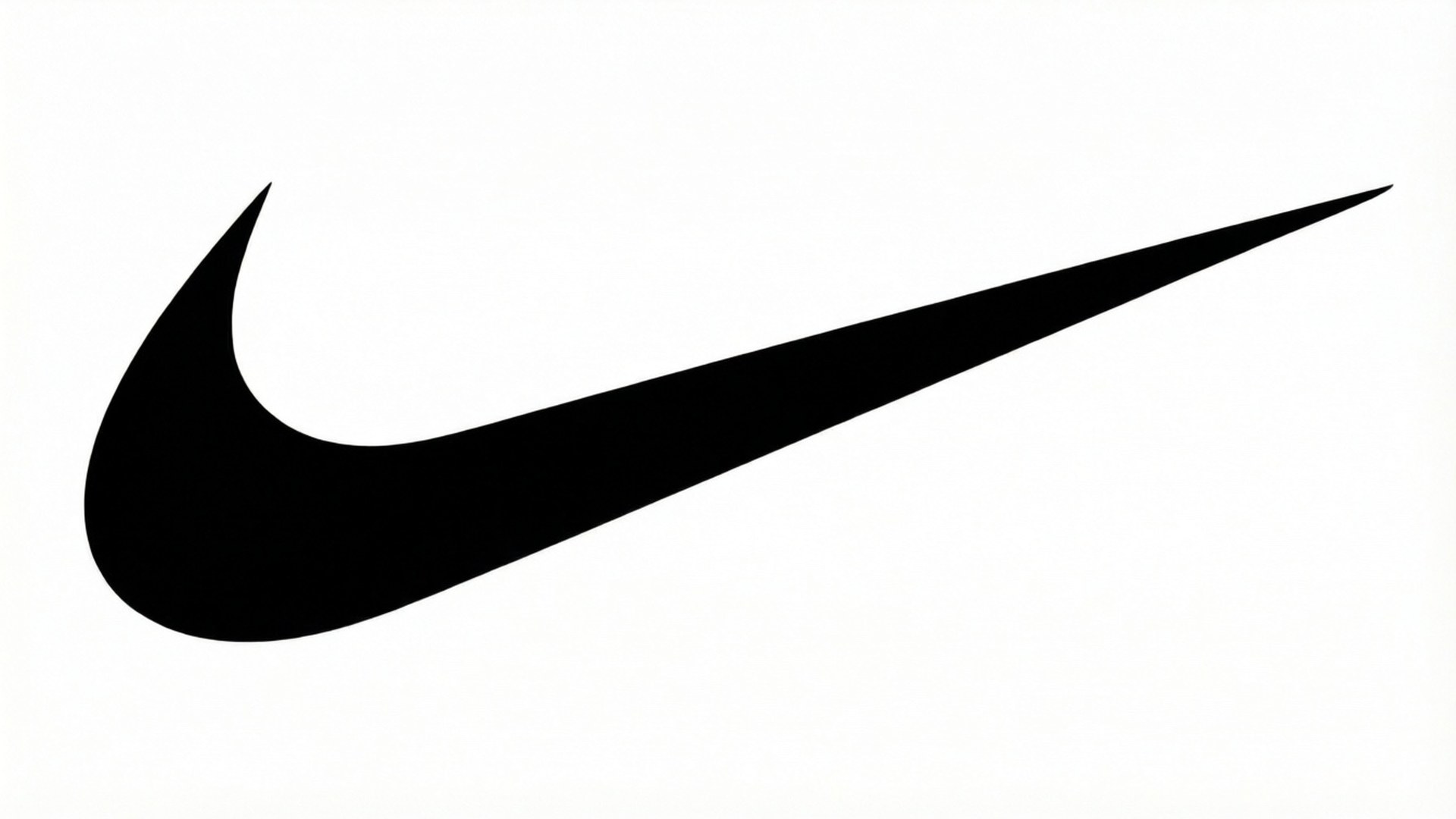 極簡黑勾標誌 壁紙 — 一個大膽的黑色Nike swoosh標誌居中在潔淨的白色背景上。