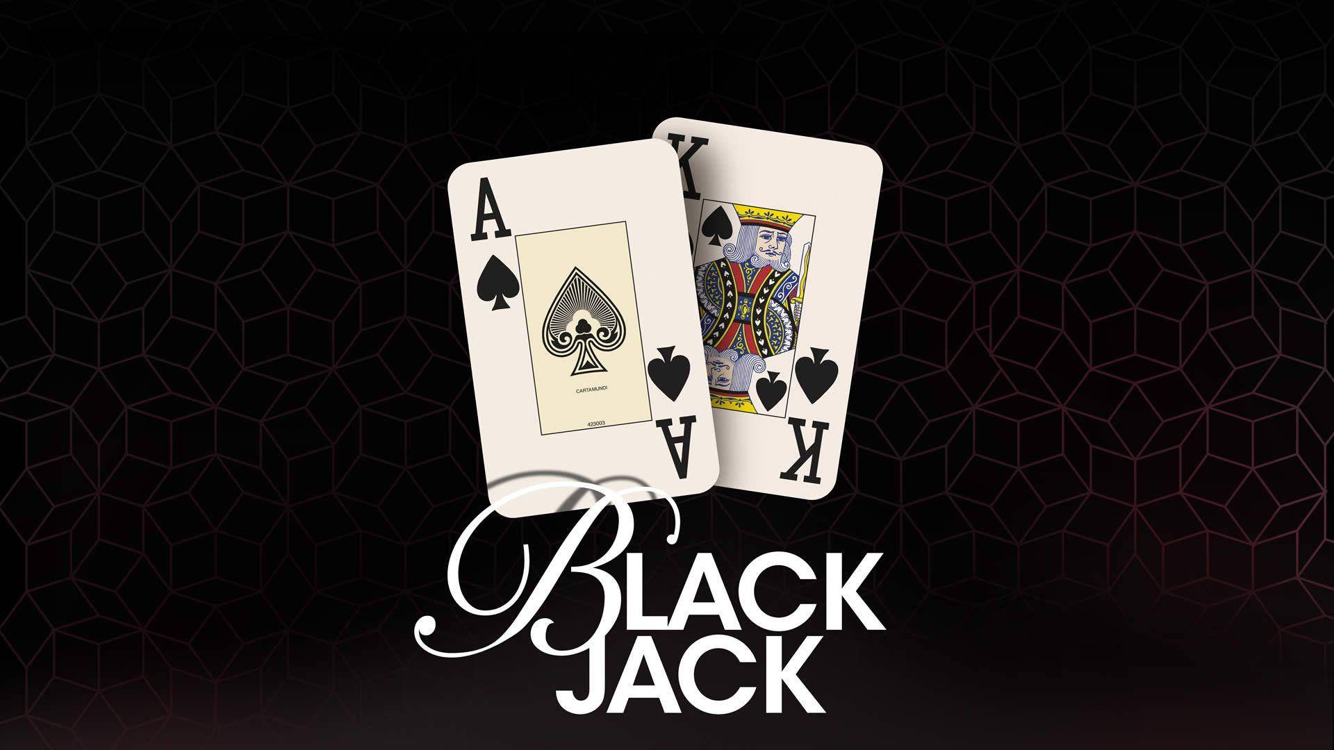 黑桃A同黑桃K啤牌，深色幾何背景上有「BLACK JACK」字樣。
