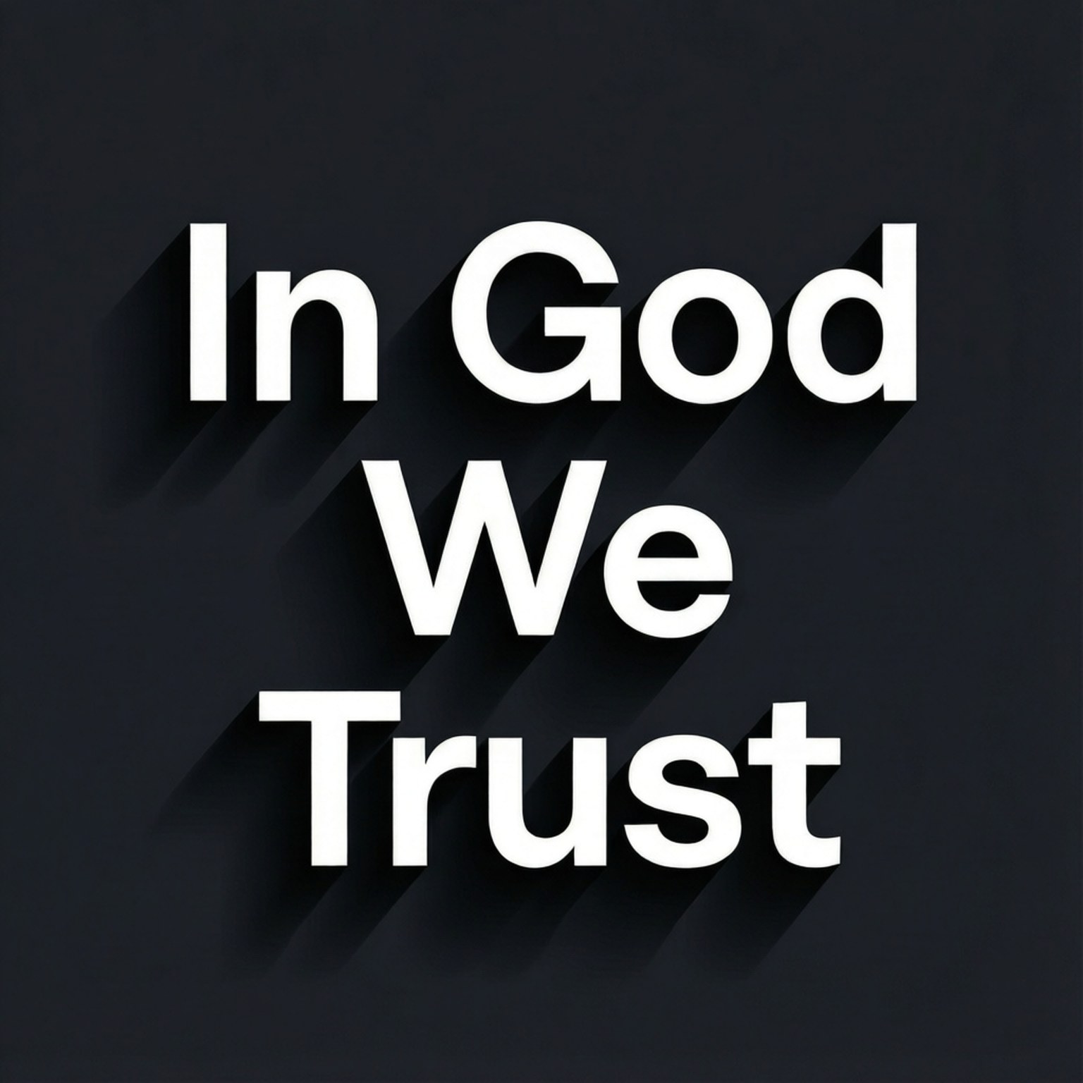 文字以粗體白色字母寫著 In God We Trust，在深色背景上帶有陰影。