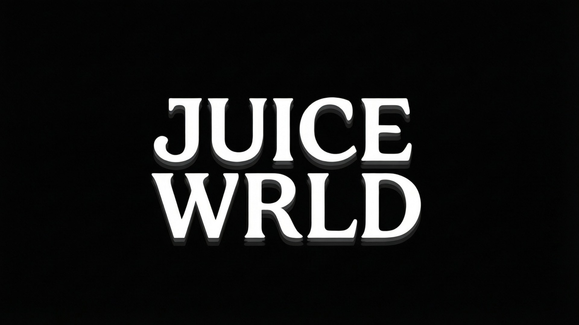 黑色背景上Juice WRLD的白色3D文字標誌