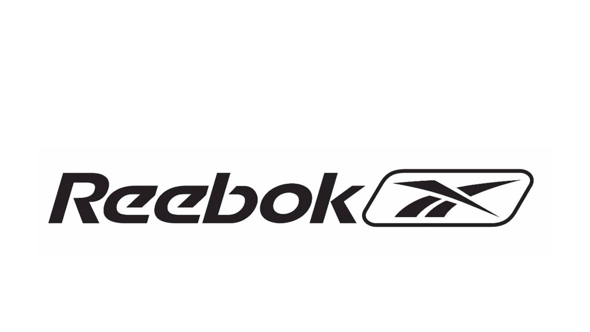 白色背景上的黑色Reebok品牌標誌