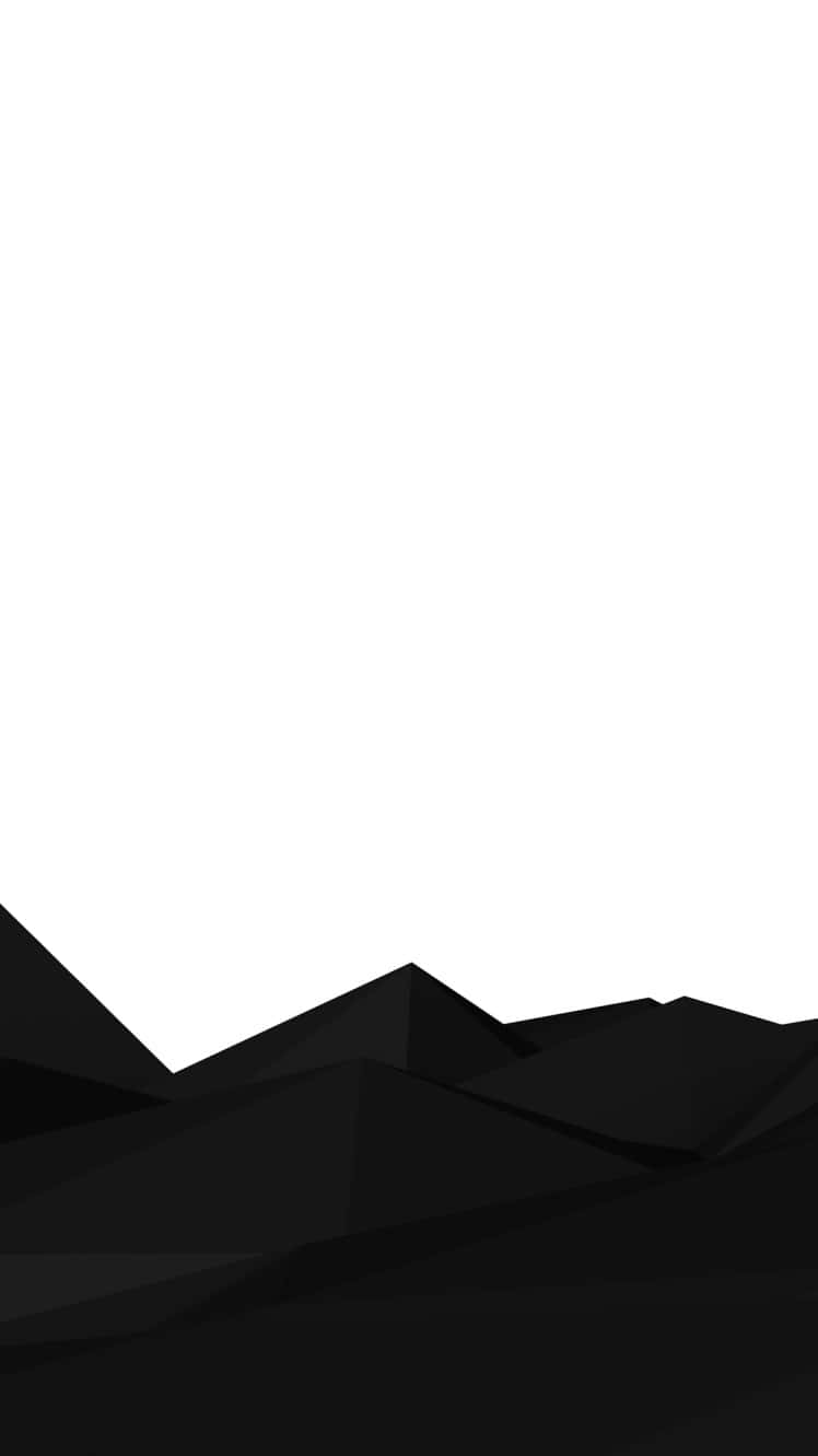Minimalist Black And White 桌布 壁紙 — 極簡黑色山脈輪廓，在純白背景上呈現銳利幾何摺痕。