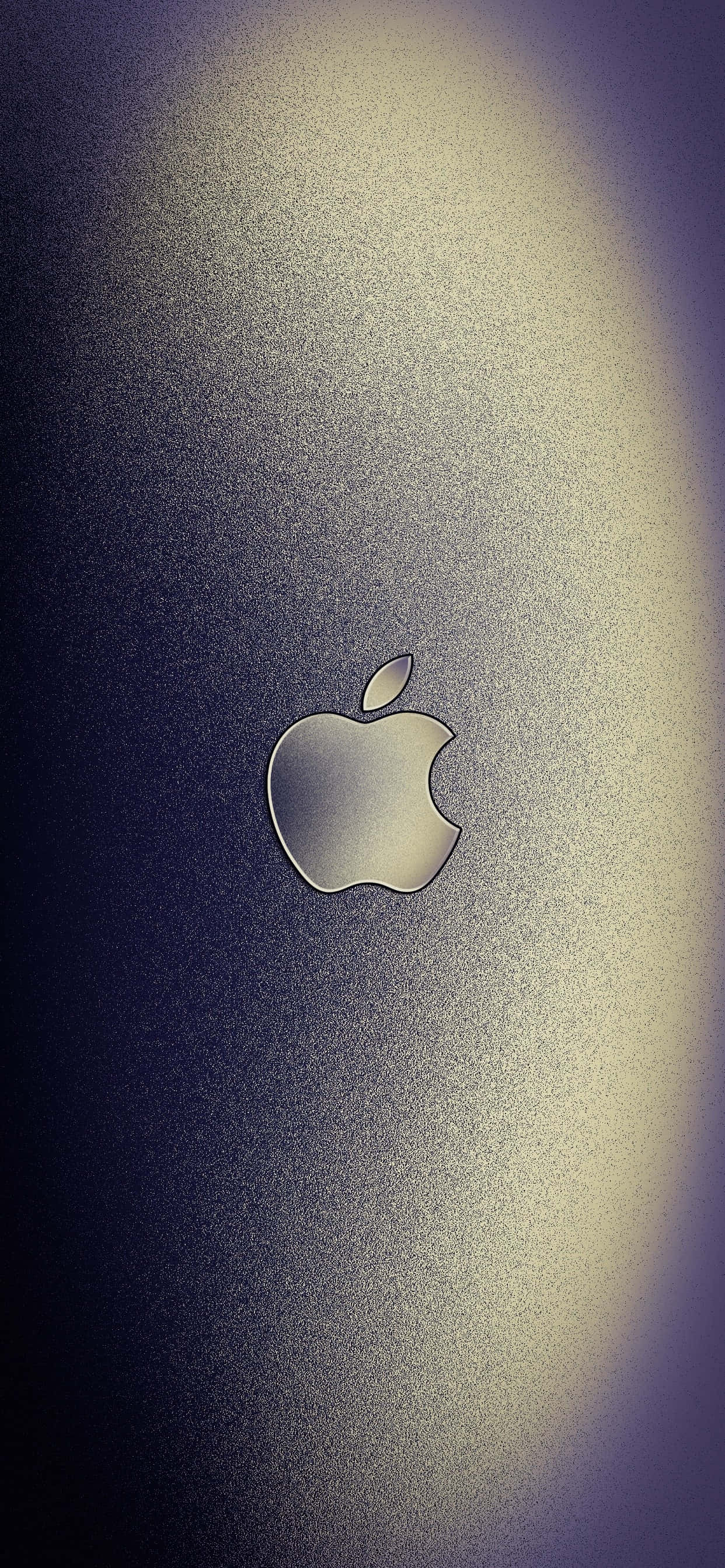 極致現代的 Apple iPhone Xs Max 壁紙 — 一個簡約的Apple標誌在柔和聚光燈下，於帶紋理的深色漸變背景上閃耀。