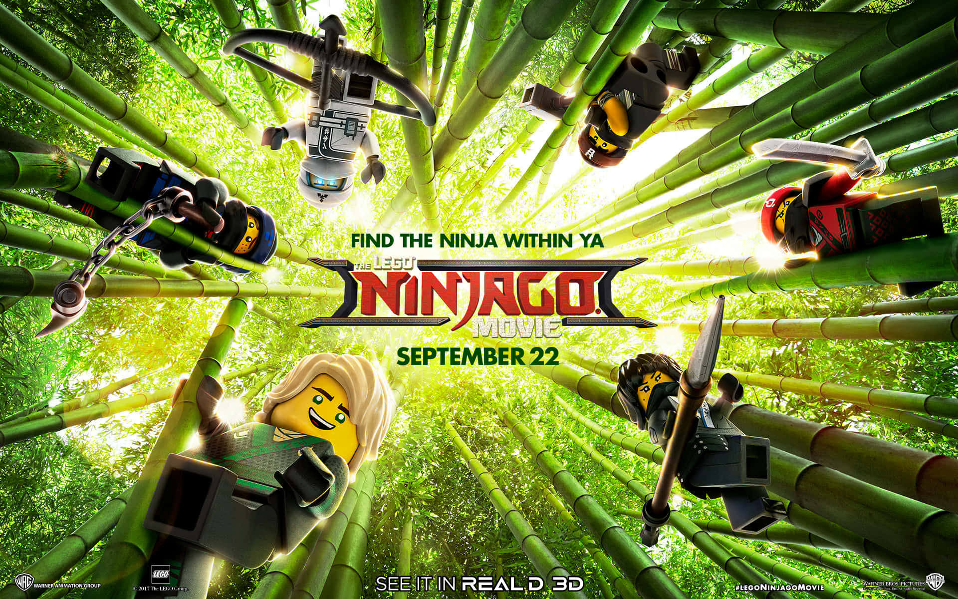 LEGO Ninjago 忍者在電影海報中穿過竹林盪漾。