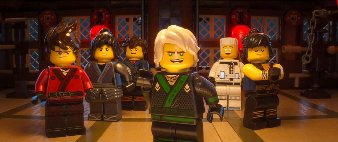 六個LEGO Ninjago角色在一個有紅色燈籠的武術道場。