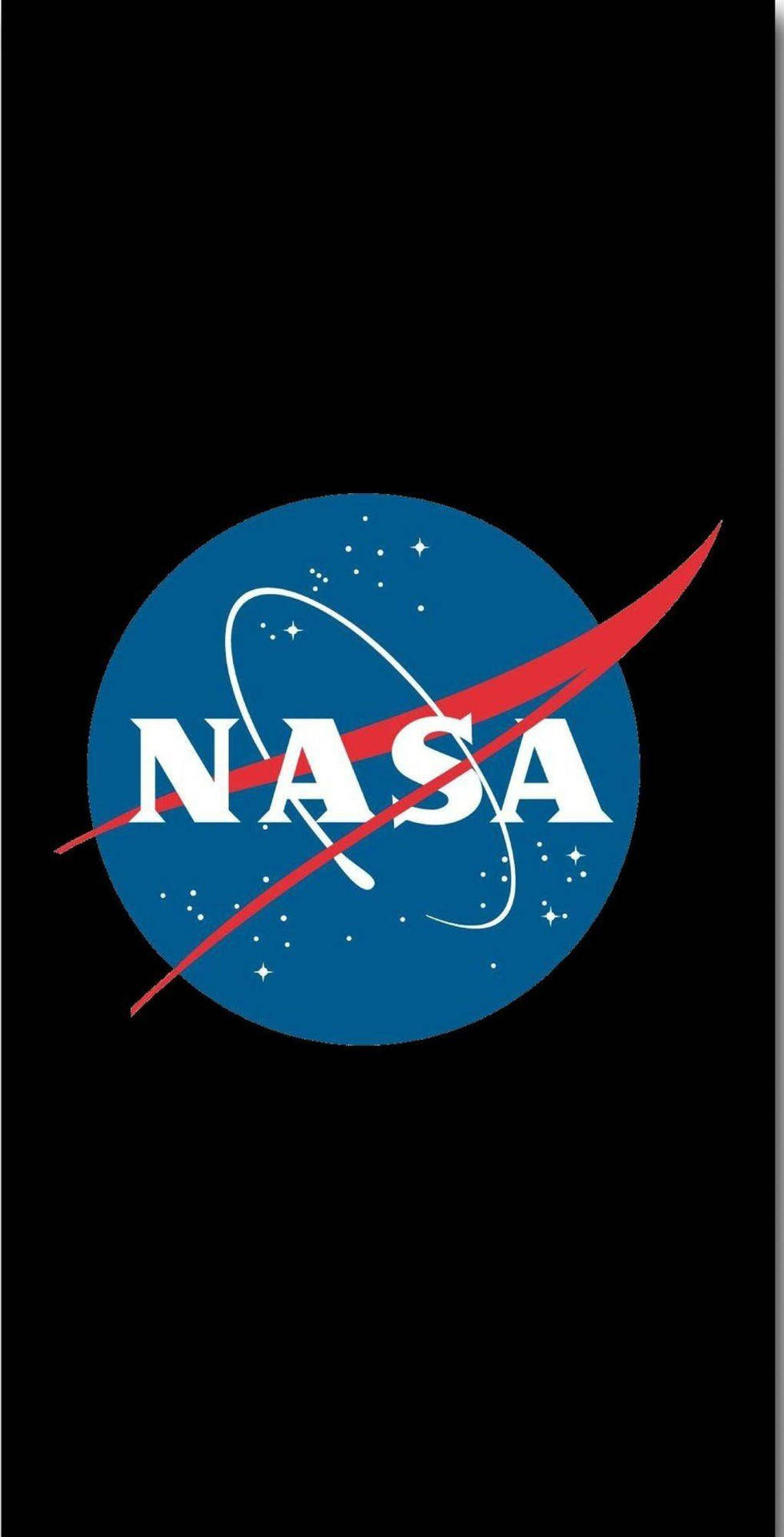 NASA標誌，藍色圓圈、白色文字、紅色弧線和星星在黑色背景上 — Nasa GIF 壁紙