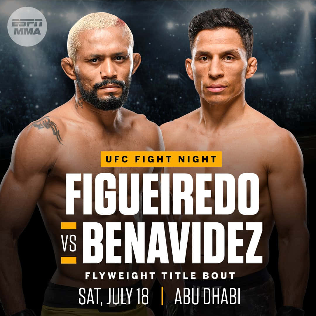 兩位男性MMA拳手在UFC格鬥之夜海報中對峙。