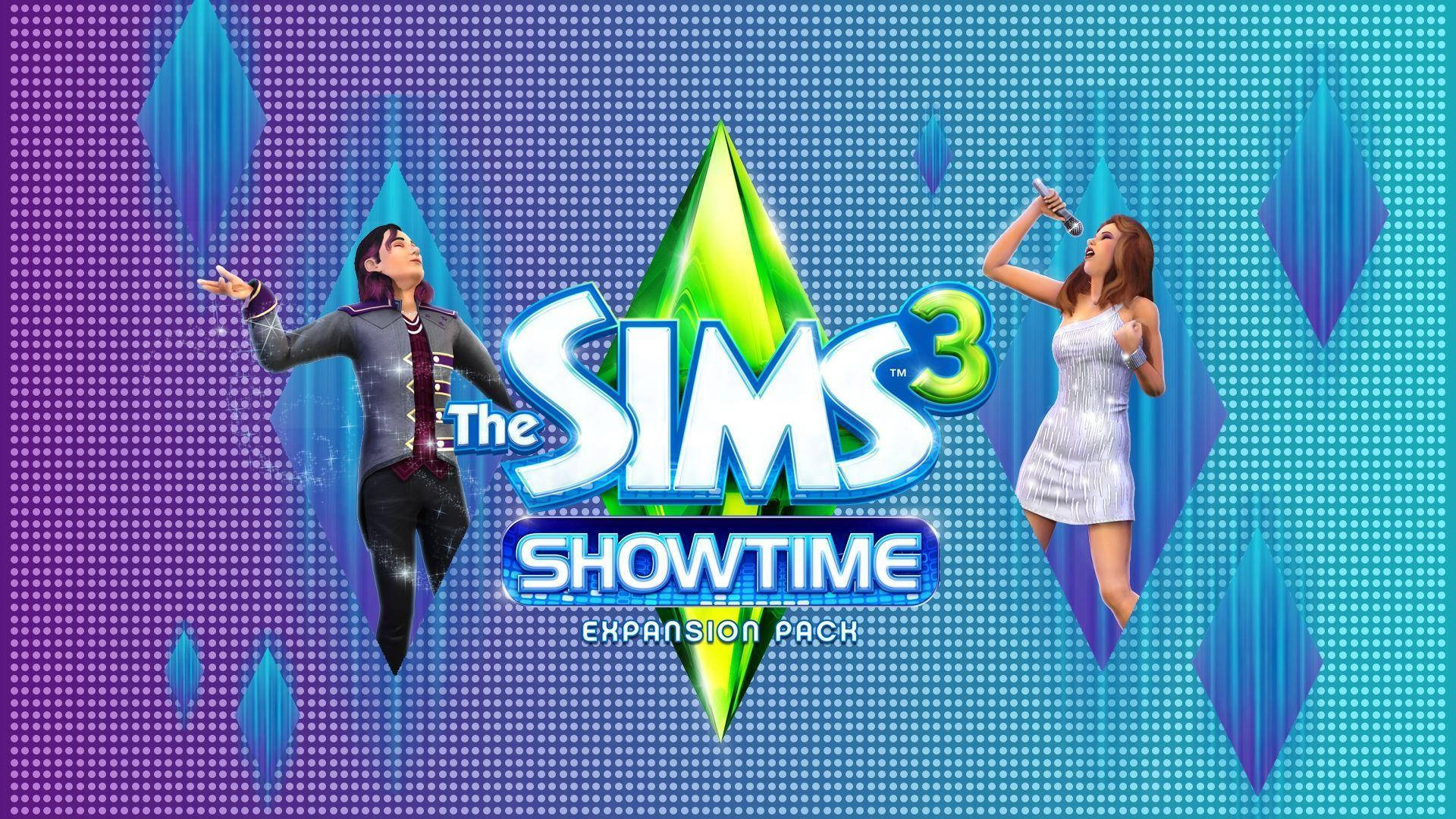 兩個 Sims 角色在色彩繽紛的像素化舞台上表演，帶有鑽石燈光。