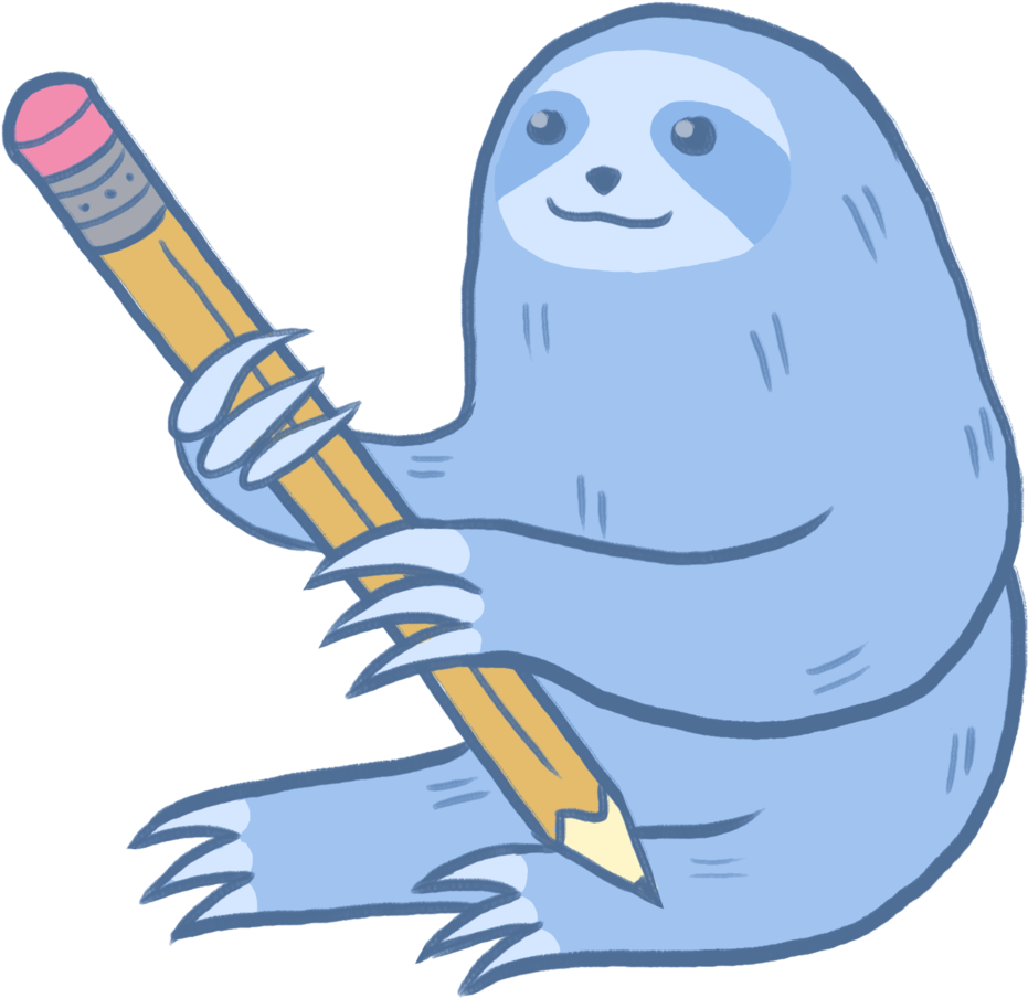 樹懶拿著鉛筆插畫 壁紙