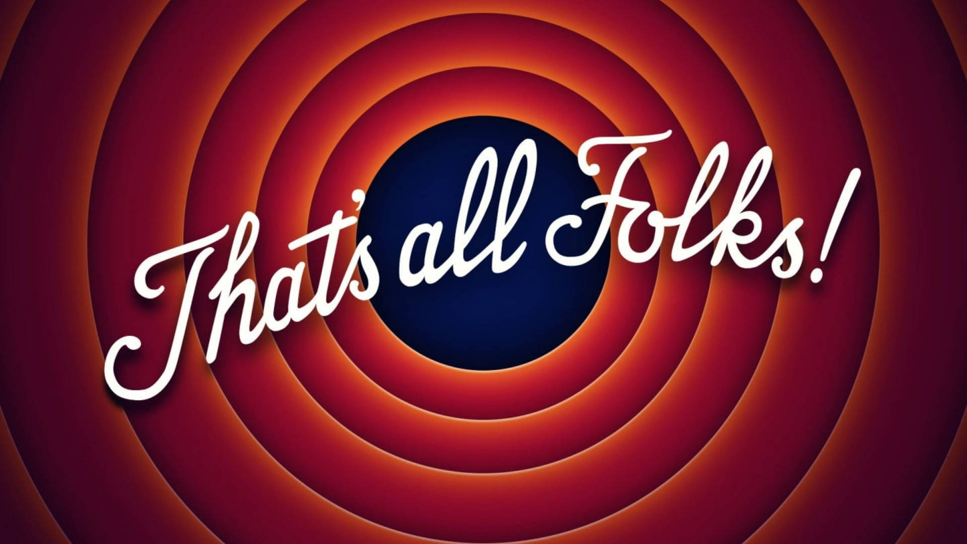 That's all Folks! 卡通結尾畫面，帶有紅色漩渦和藍色中心。