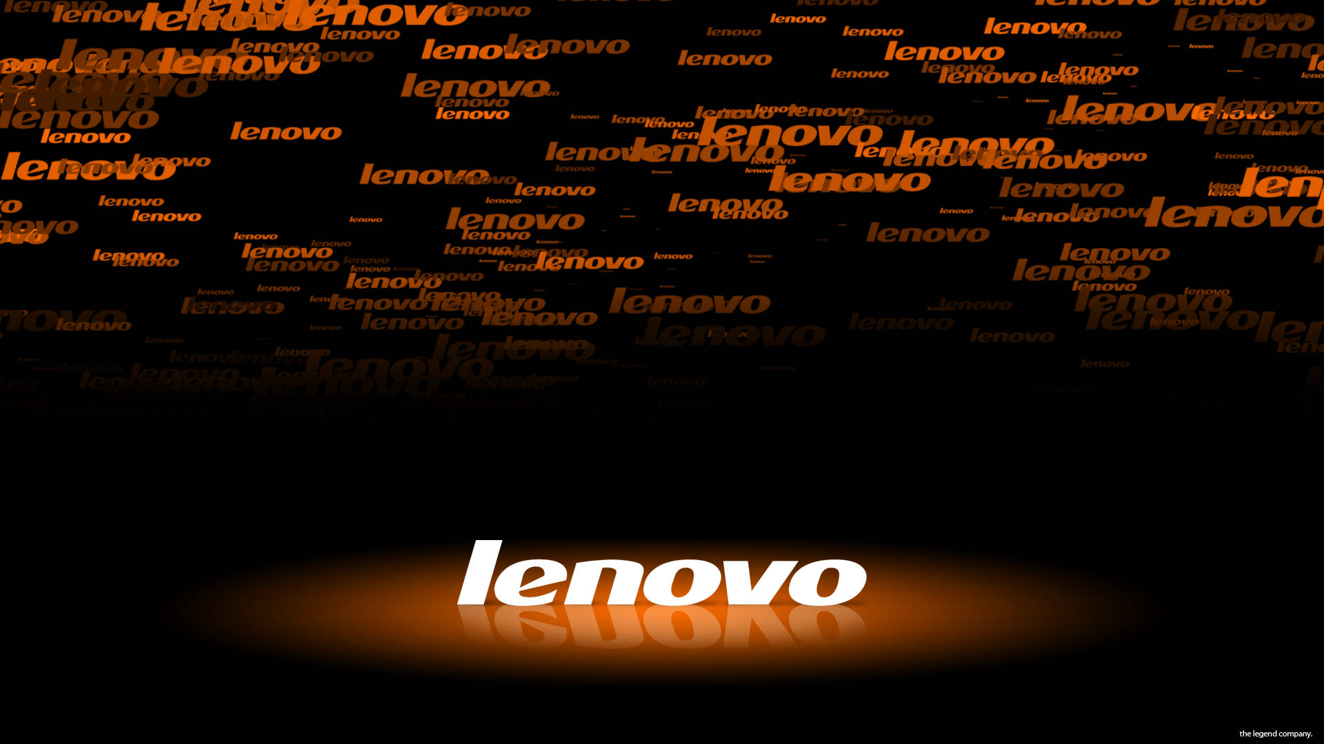 Lenovo 標誌，深色背景上重複品牌文字