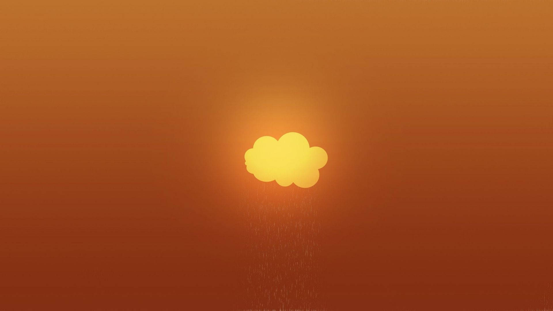 發光的雲朵散發溫暖，雨水在橙色天空下飄落。