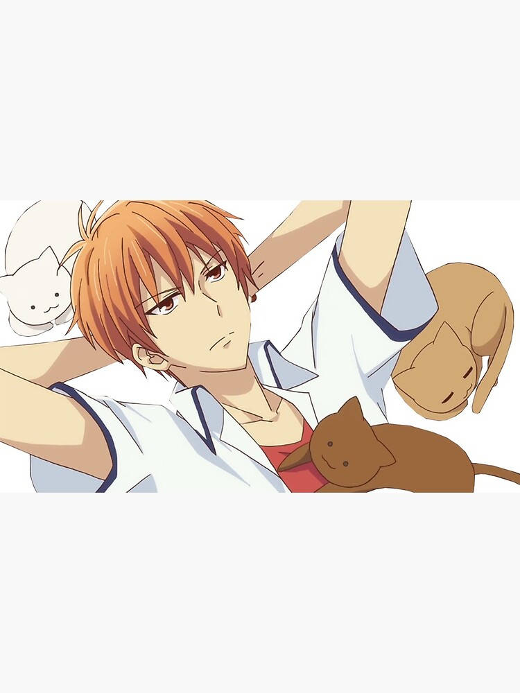 橙色頭髮的動漫男孩與三隻貓咪一起休息。 — 動漫貓 GIF 壁紙