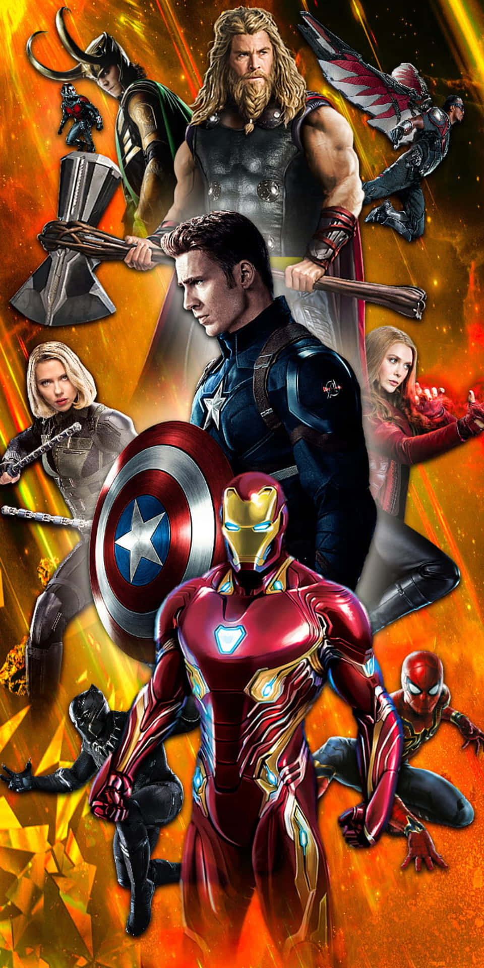Marvel超級英雄，包括鐵甲奇俠、美國隊長和雷神，擺出英雄姿勢。