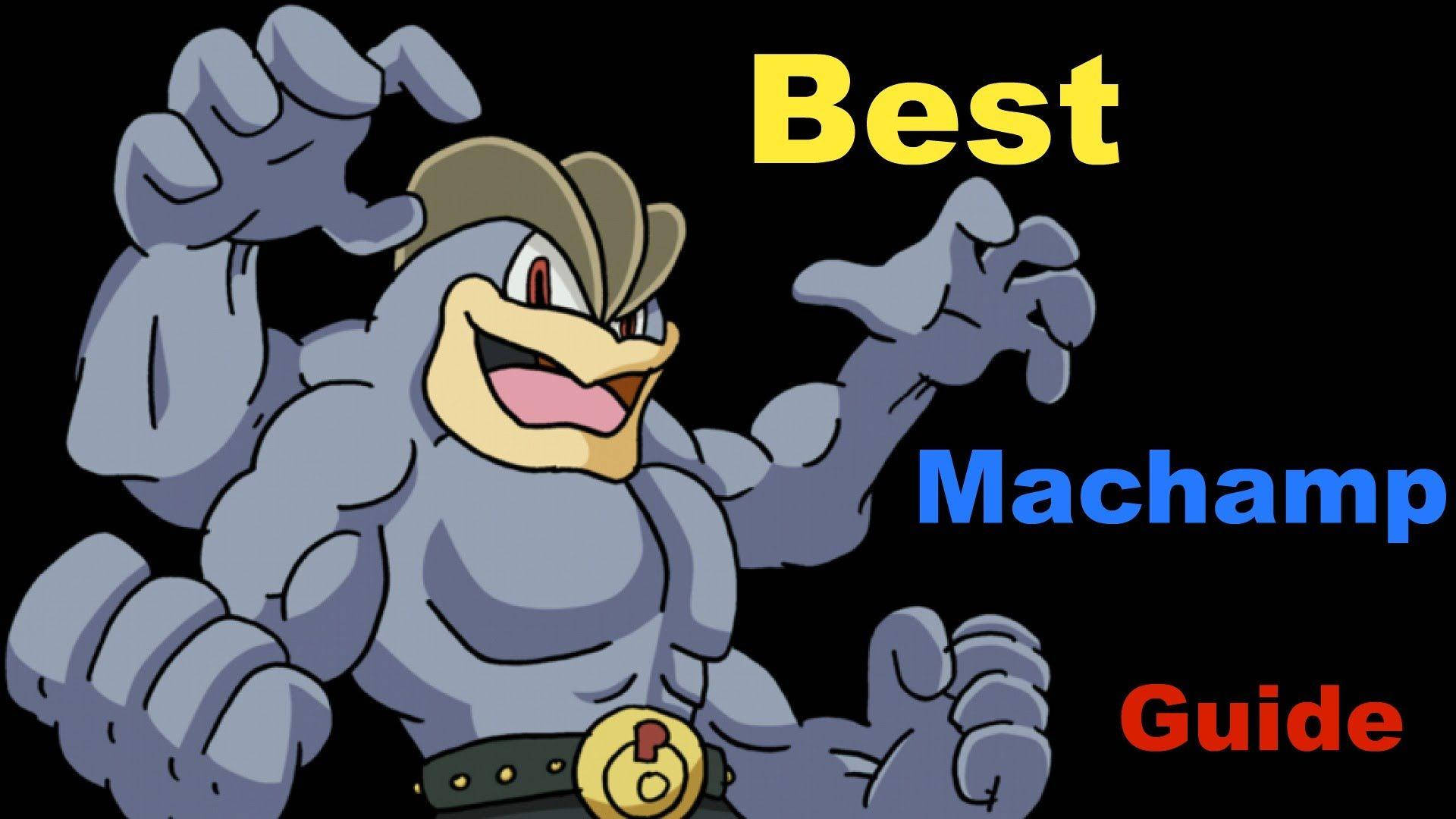 卡通怪力展示肌肉，文字為 Best Machamp Guide