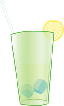 檸檬片玻璃杯飲品插畫 壁紙