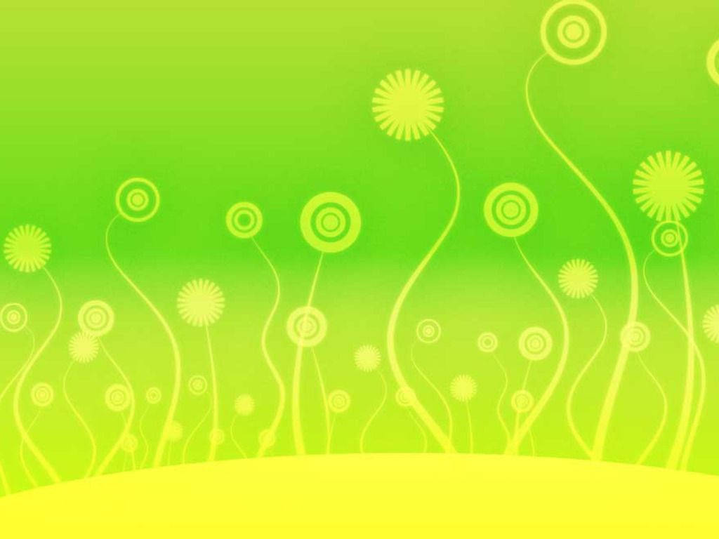 綠色和黃色漸變的抽象極簡花卉圖案。