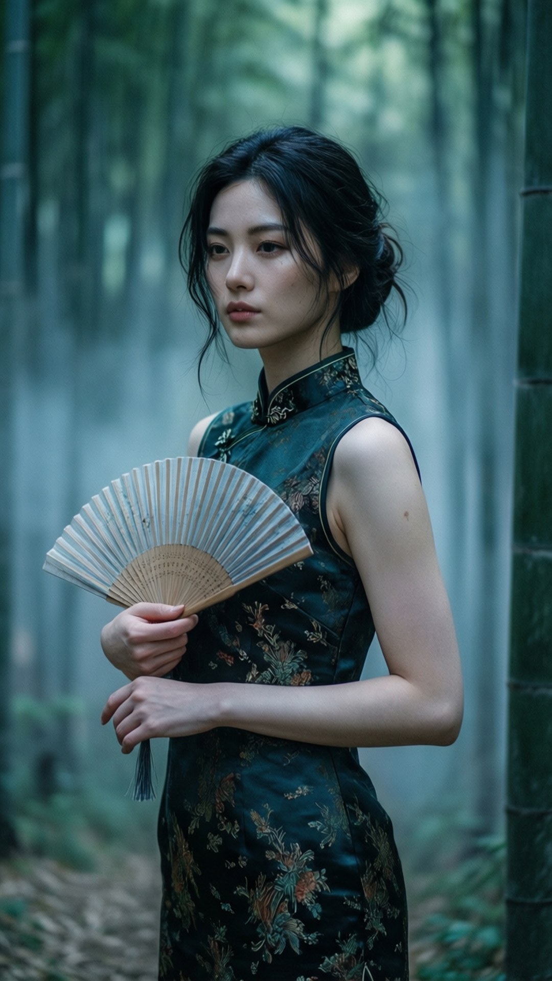 櫻島麻衣旗袍竹林雅緻壁紙 壁紙
