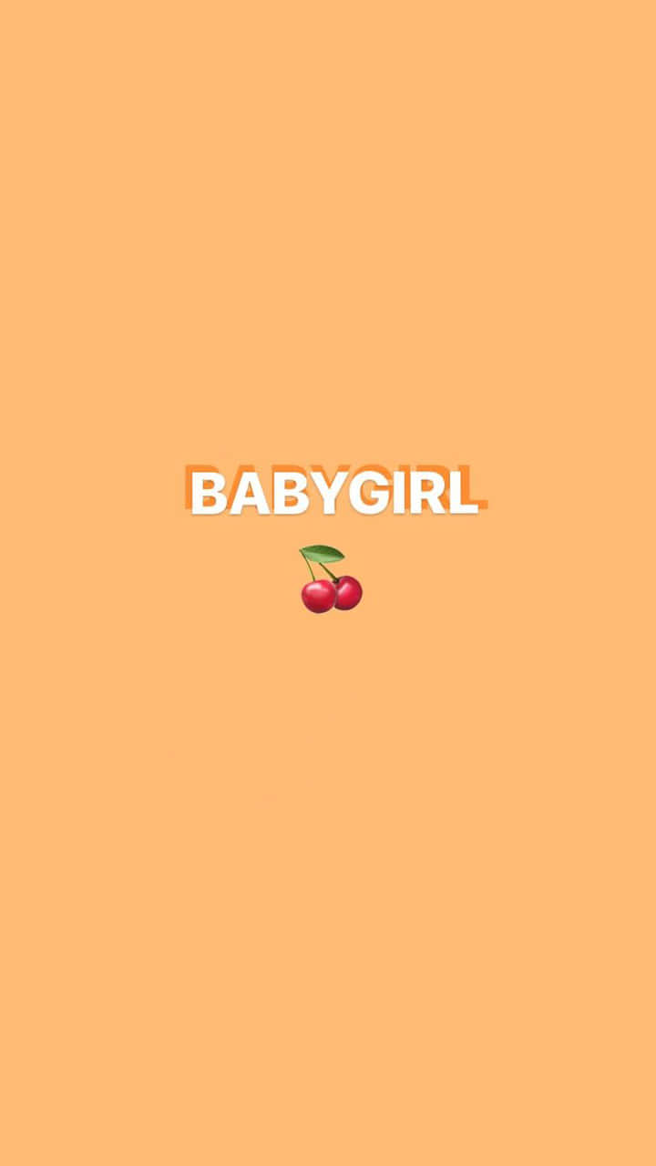 蜜桃背景上的 babygirl 文字與櫻桃表情符號