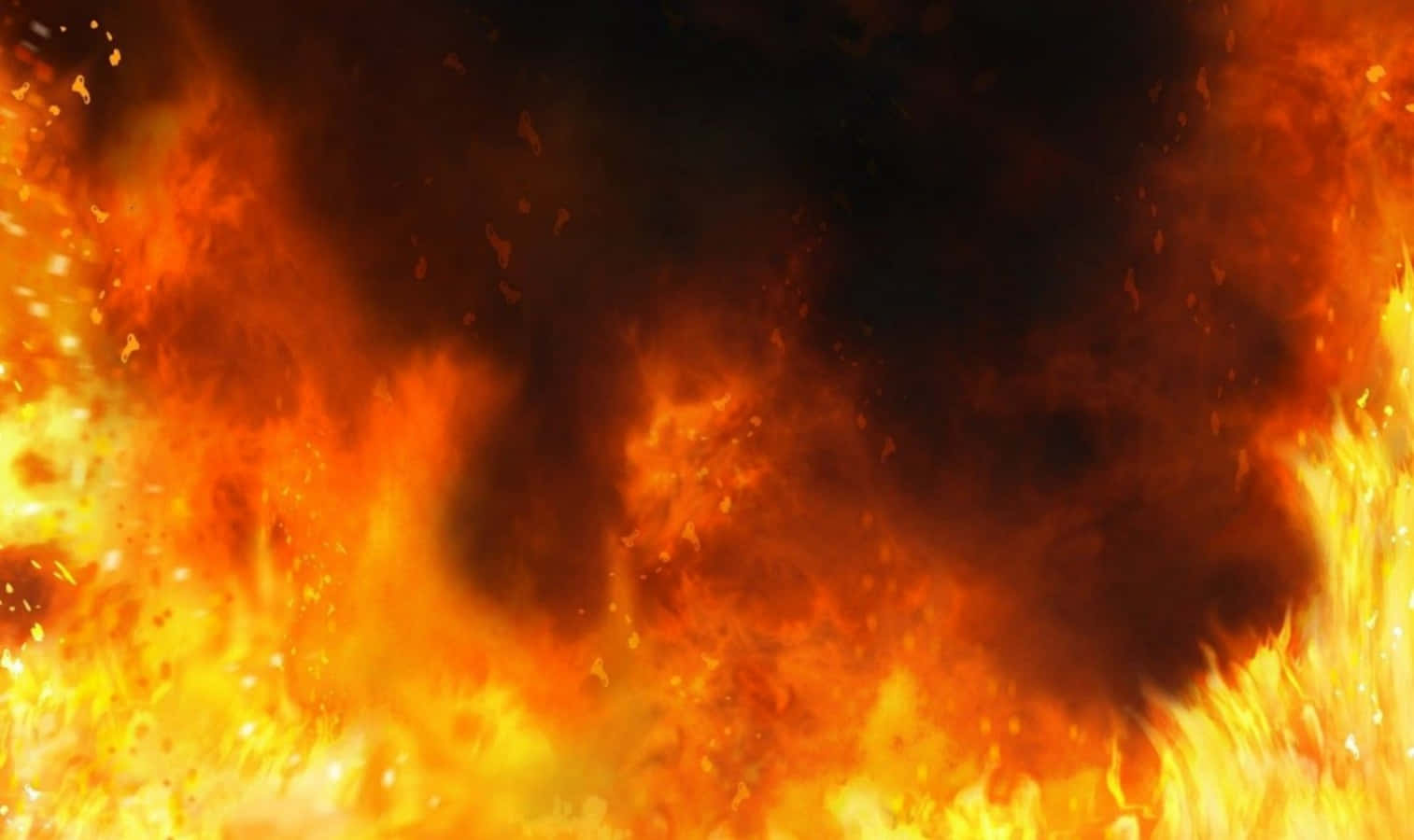 火災爆炸中鮮豔的火焰和煙霧